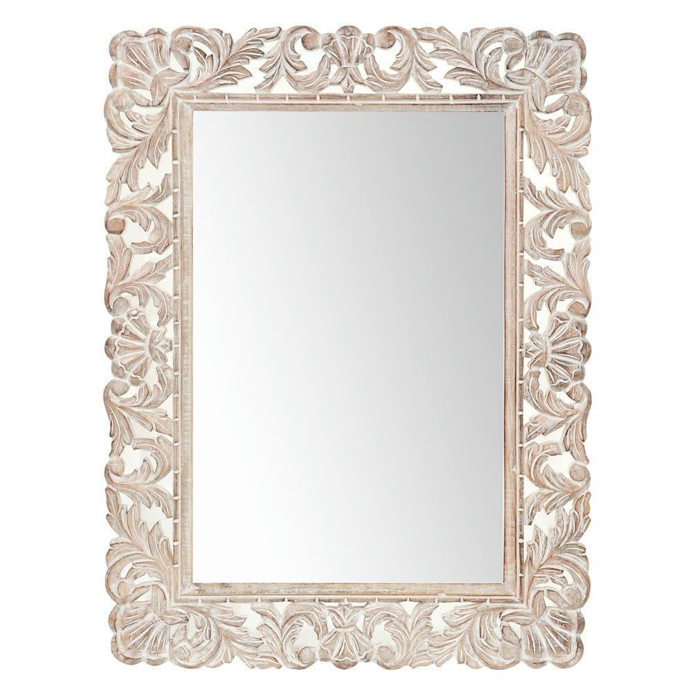 KYARA - Miroir rectangulaire en bois de manguier blanchi 60x80