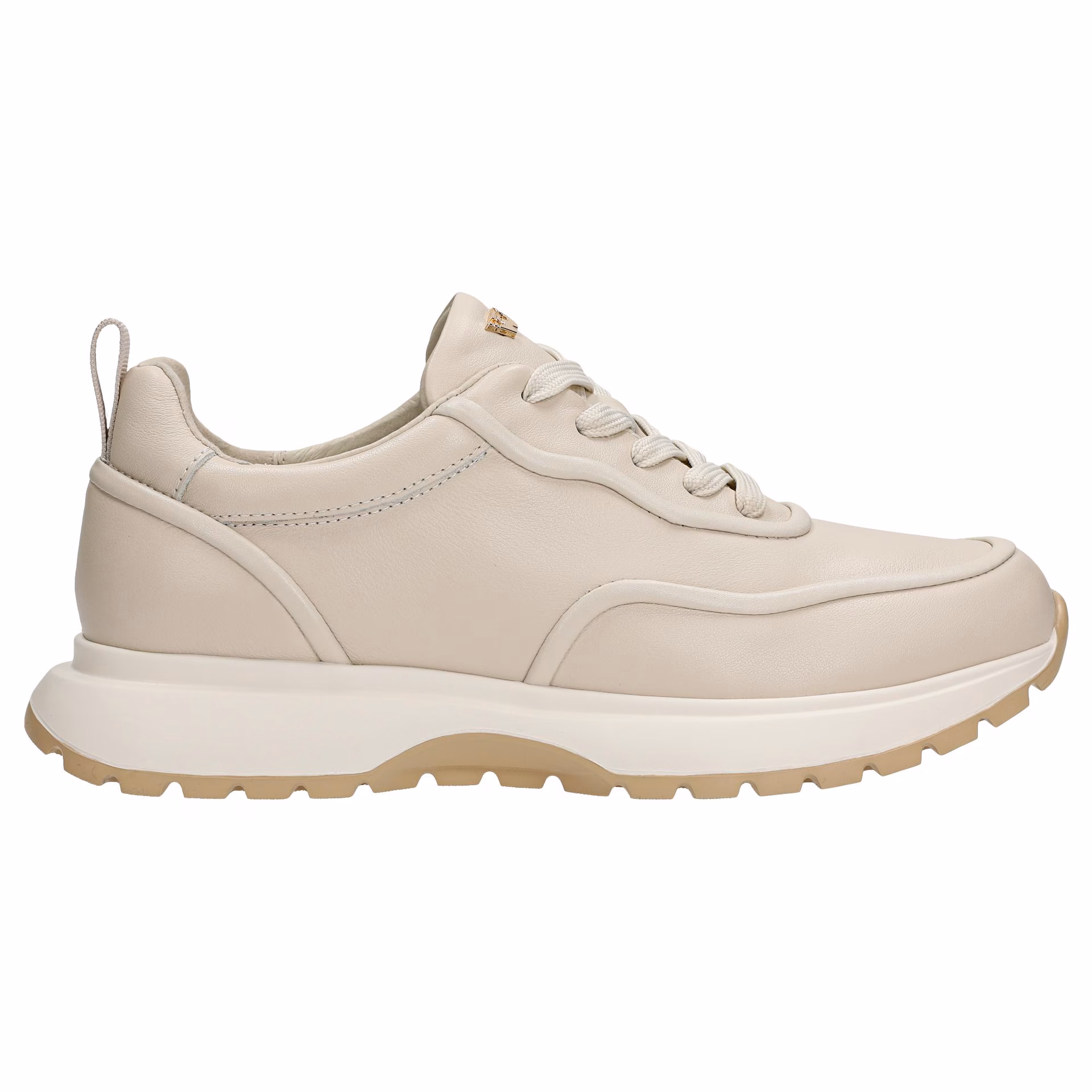 Beżowe skórzane sneakersy damskie
