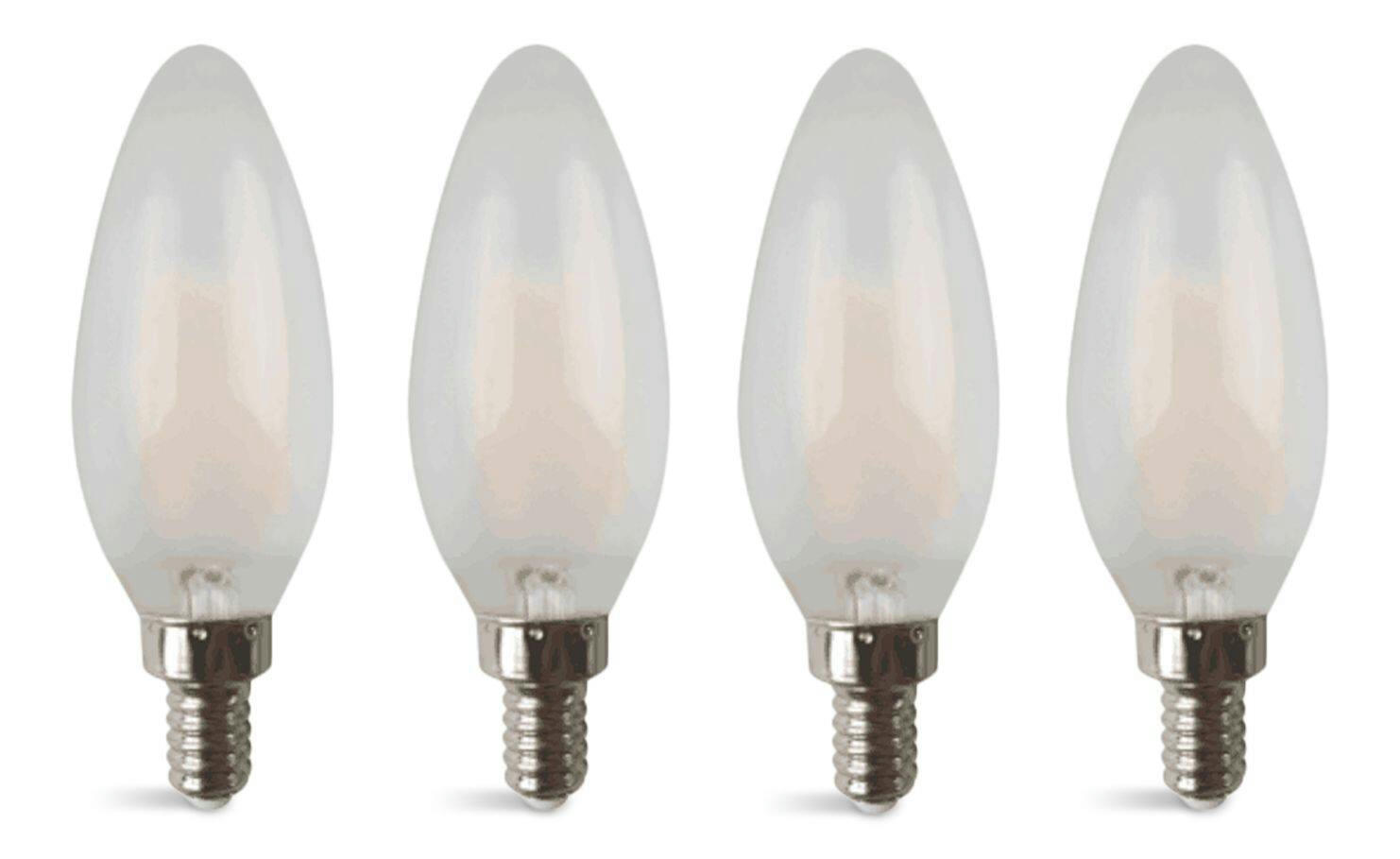 NOMA B10 E12 Base Non-Dimmable LED Light Bulbs, 3000K, 200 Lumens, Warm White, 25W, 4-pk