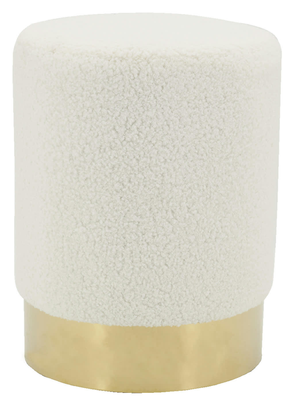 - Pouf rond en bouclette et métal doré