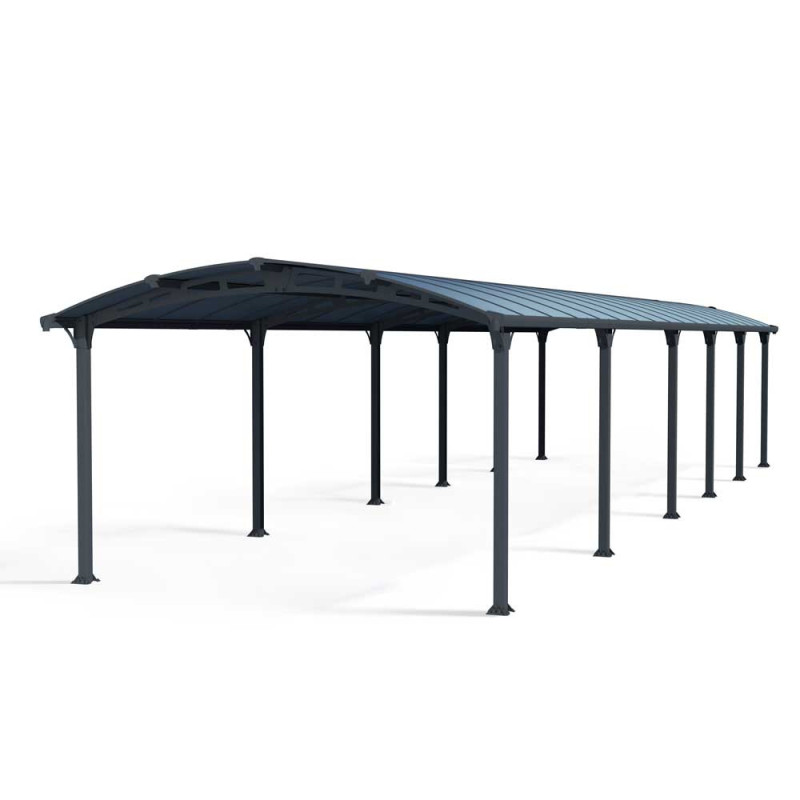 Carport en aluminium Arcadia gris foncé 41,9 m²