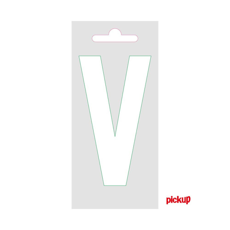 Lettre V adhésive blanche 9 cm PICKUP