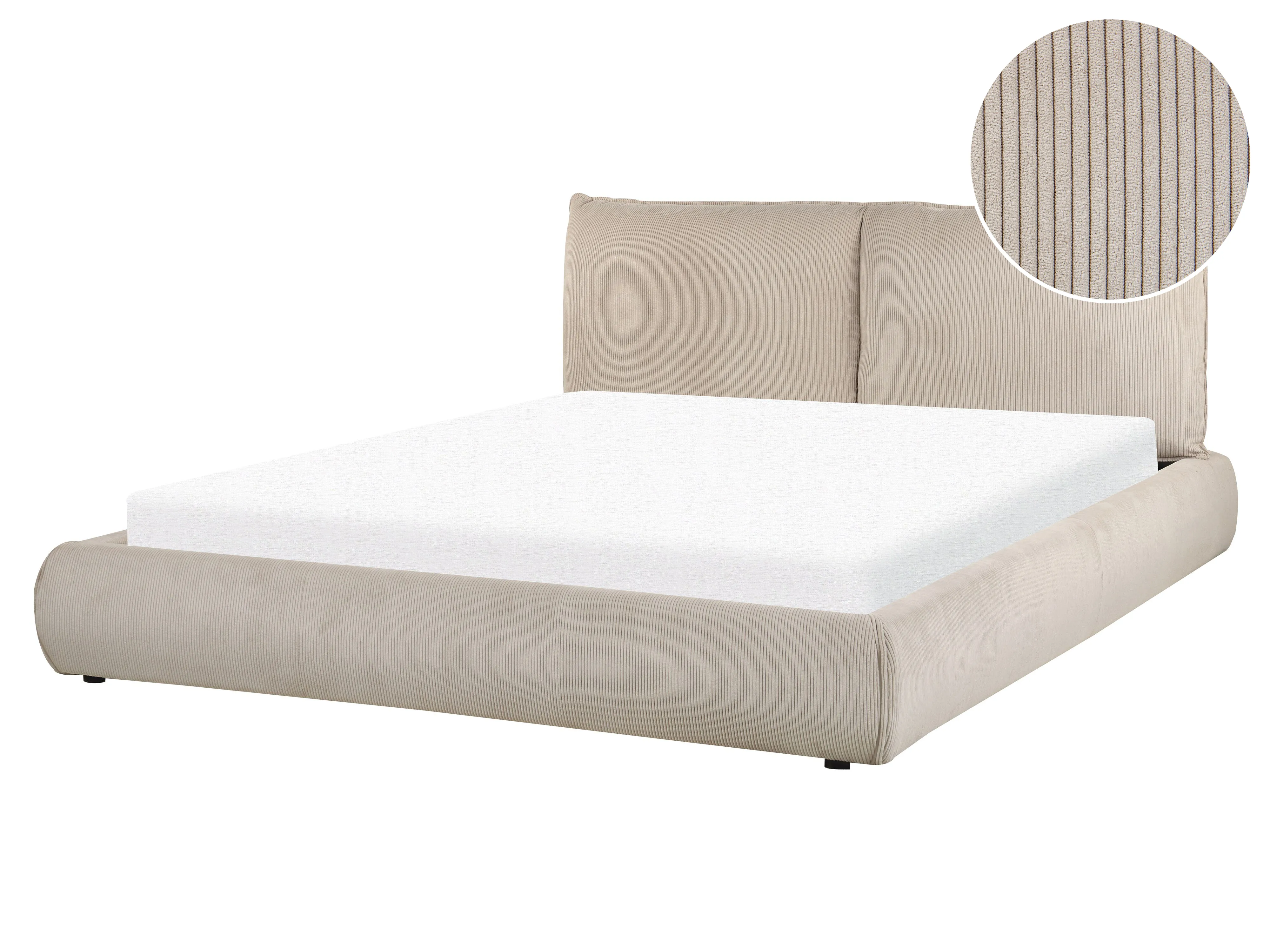 Waterbed Corduroy VINAY 160 x 200 cm (EU King Size) Taupe