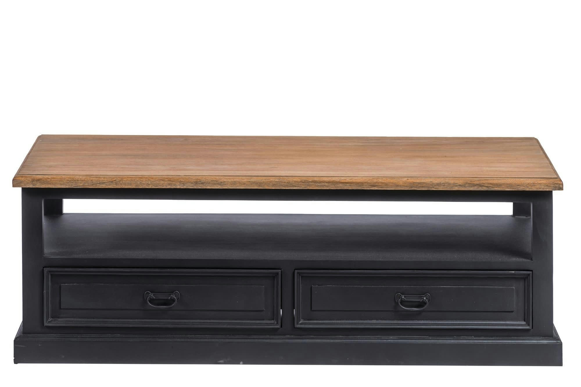 DALILA - Table basse en bois noir 4 tiroirs 1 niche