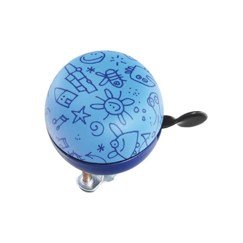 Sonnette pour vélo en acier Graffiti bleue