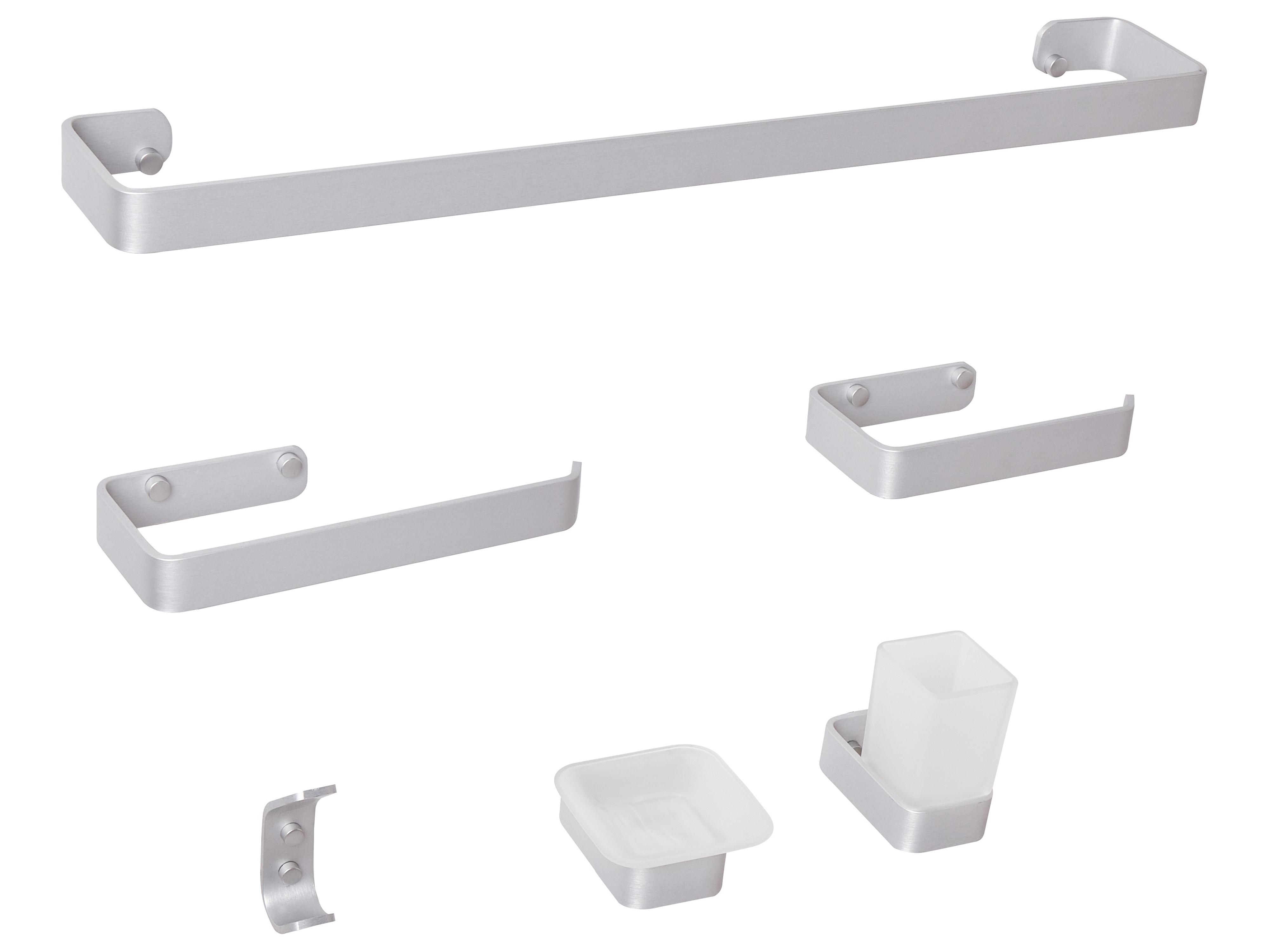 6-Piece Bathroom Hardware Set ZORRITOS with Towel Bars and Hooks Metal Silver
