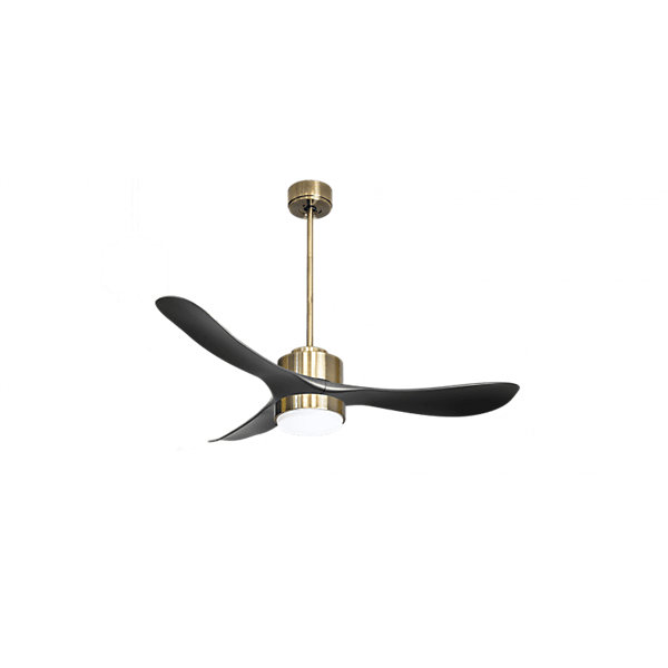 Modulo Regular Exterior - un ventilateur pour extérieur IP44, DC 132 cm Laiton pales abs noir Lumière dimmable 20 à 35 m²