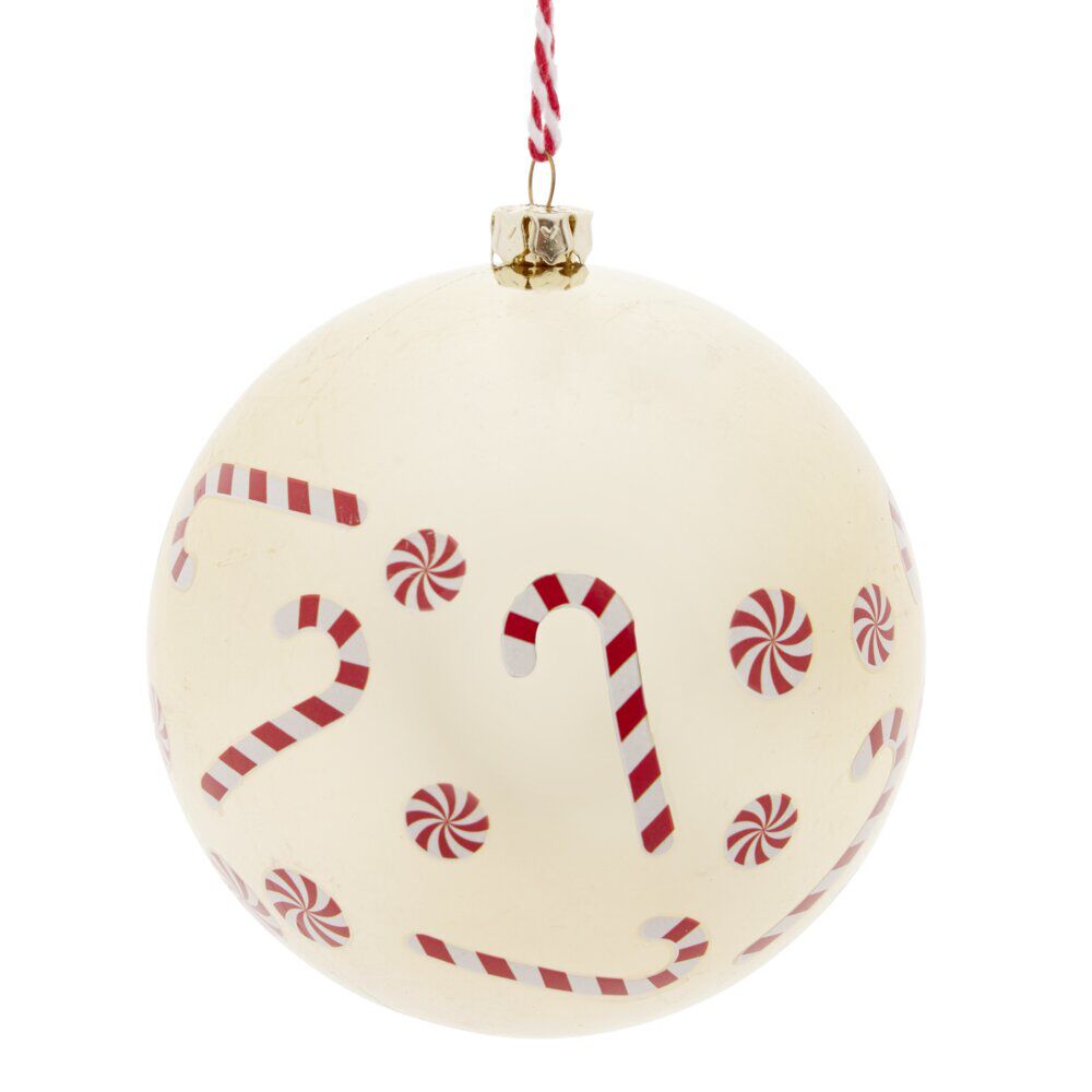 Boule de No&euml;l à suspendre en plastique décoré Ø8cm (3 modèles)