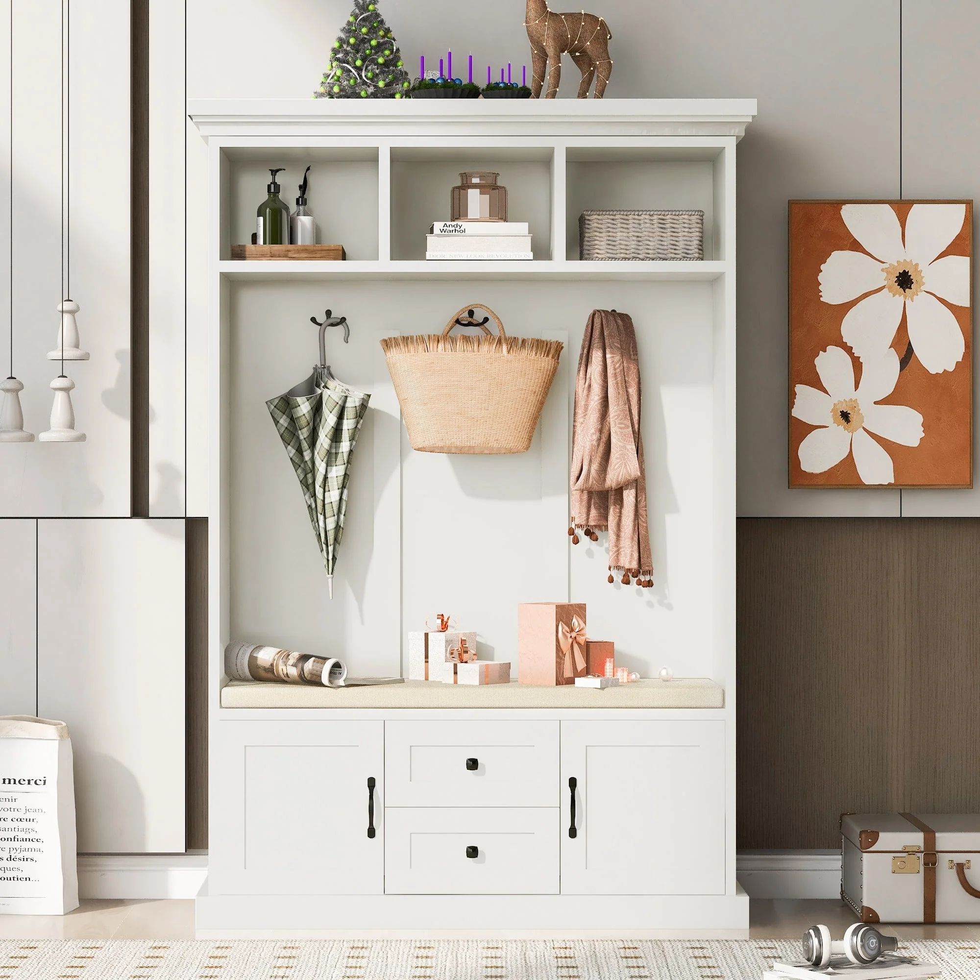 47.24'' W Hall Tree with 3 Hooks