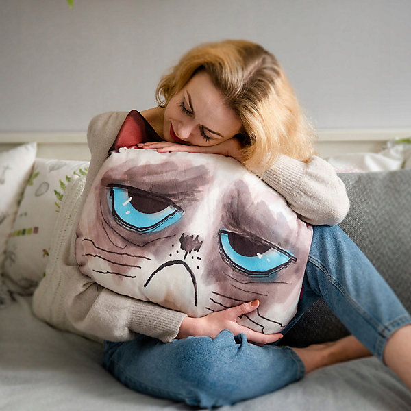 KADAX Coussin à motif imprimé mascotte chat 30x45 cm