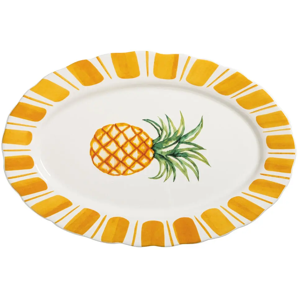 Ovaal bord Ananas geel - 20x30 cm