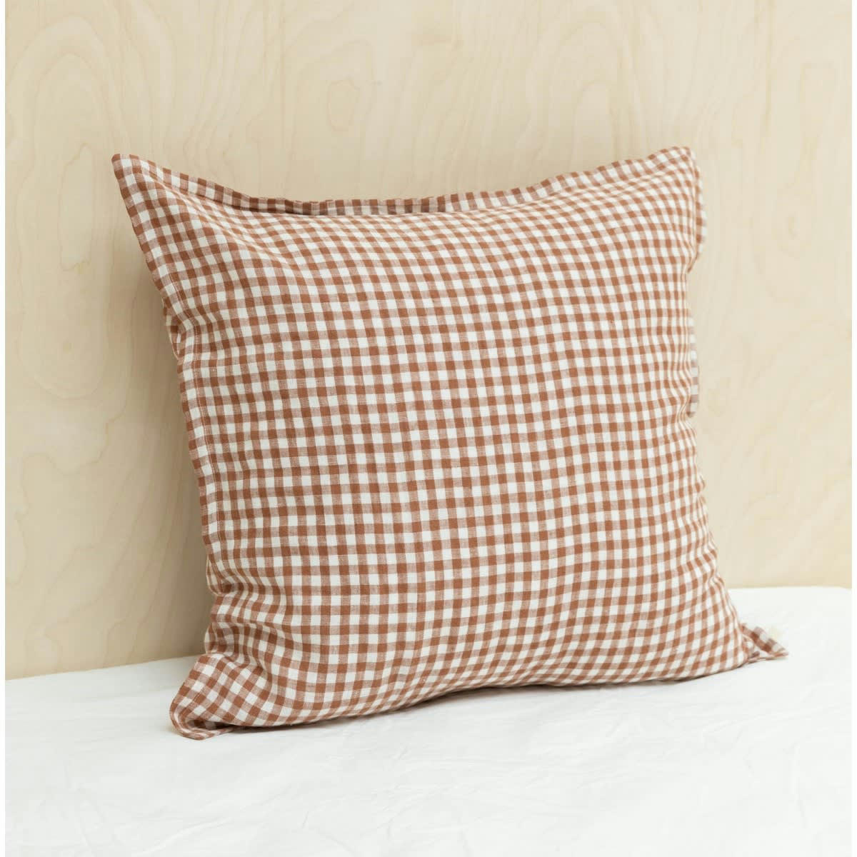 HÔTEL PARTICULIER - Taie d'oreiller en lin lavé vichy brique 50x75