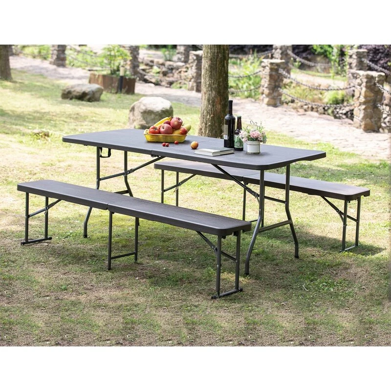 Folding Table 6ft Plastic Folding Table for Outdoor Picnic Party, Portable, Carrying Handle. - 70.8D x 29.13W x 29.13H