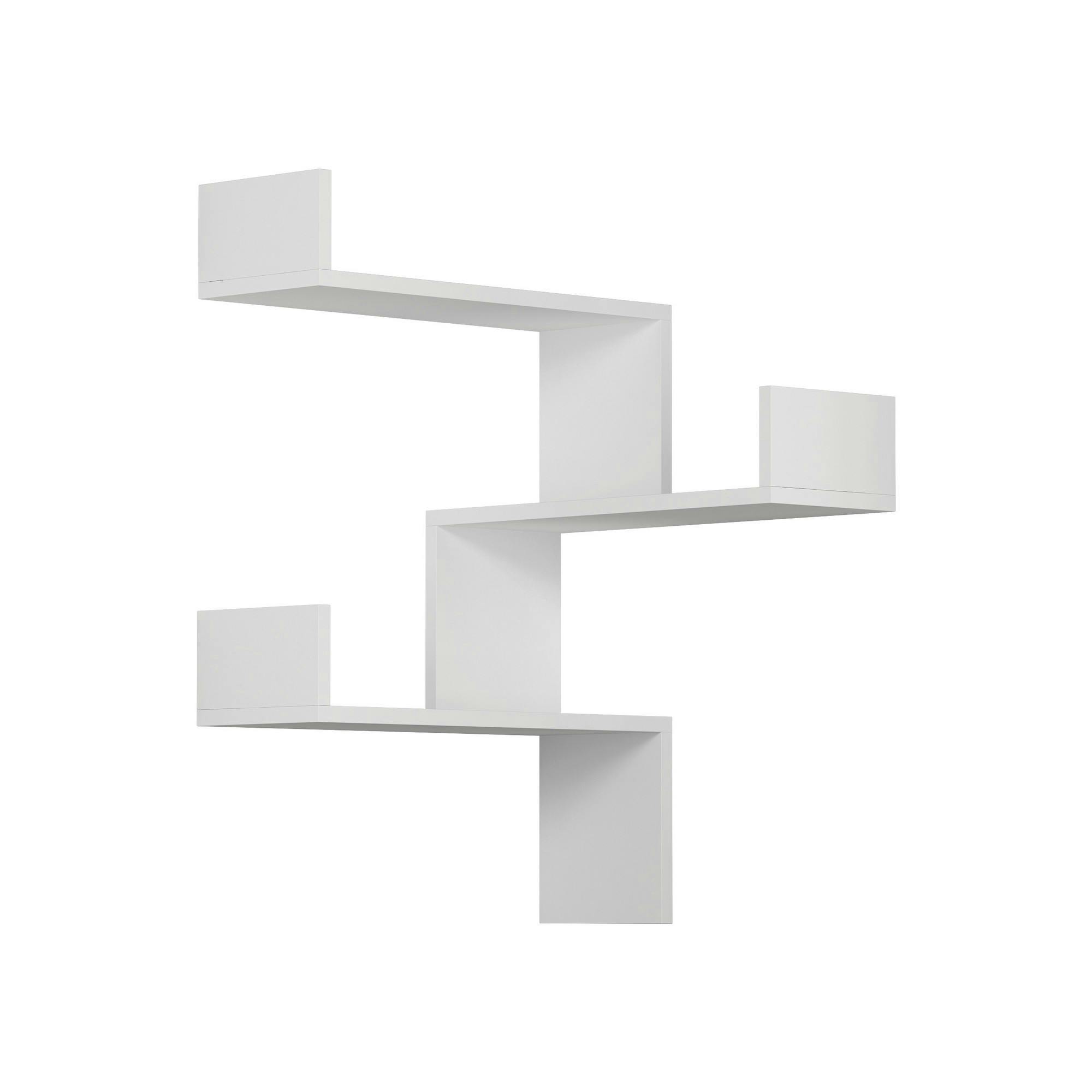 Étagère murale d’angle blanche– moderne, 3 tablettes MARFA