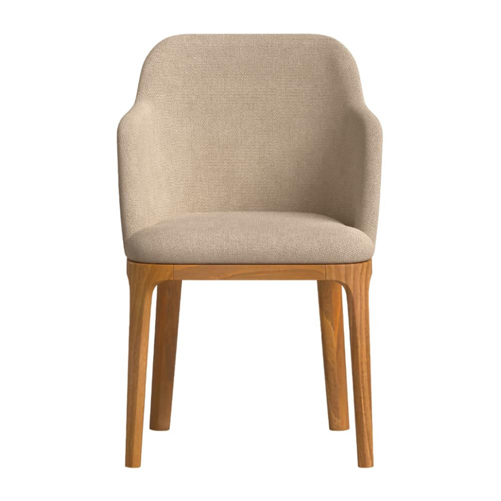 ALENI - Chaise avec tissu fabriqué à la main en couleur brun clair