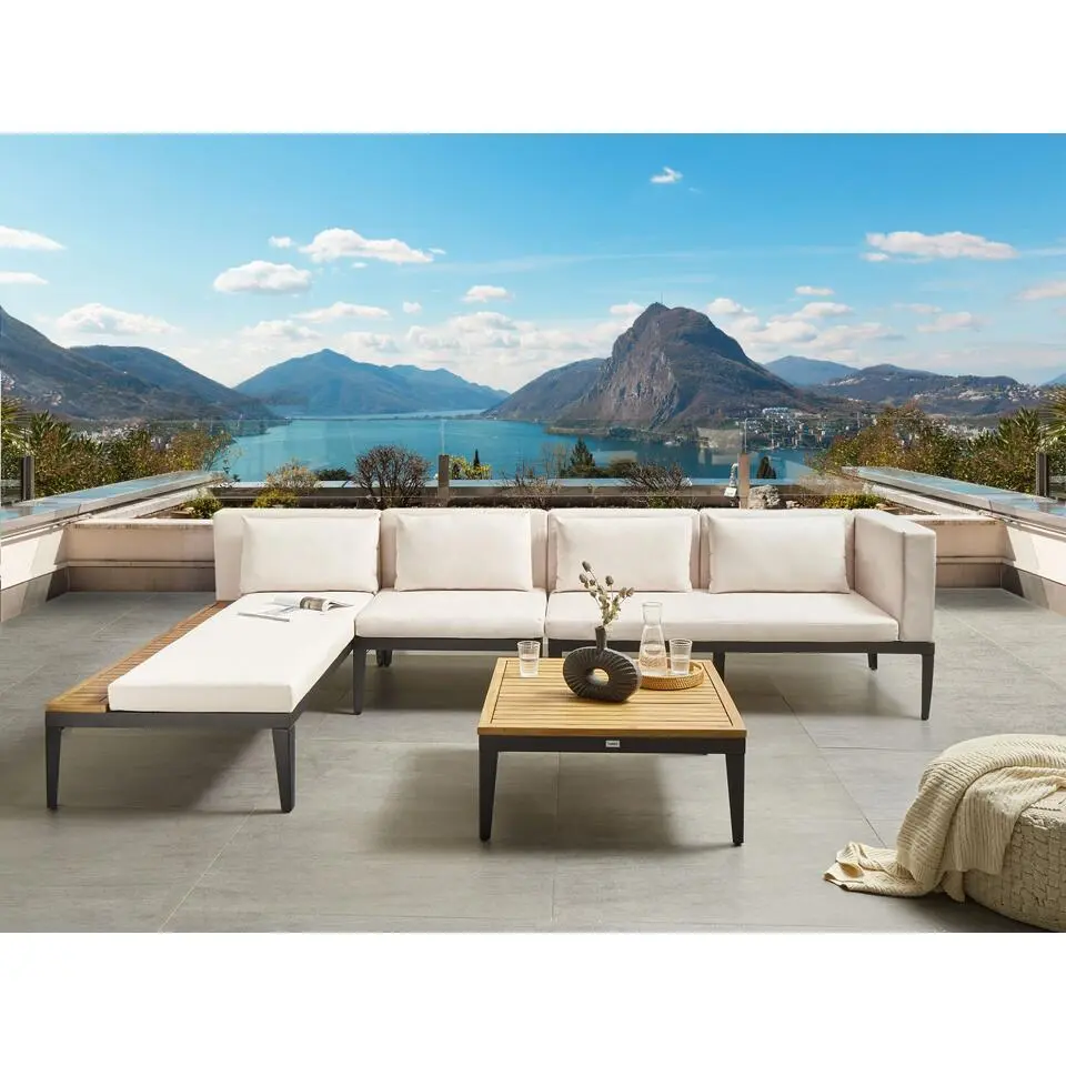 BRACCIANO - Loungeset 4-zits - Lichtbeige - Gecertificeerd acaciahout