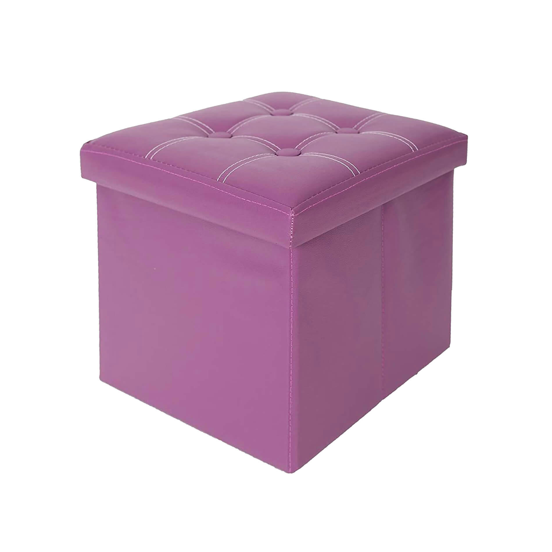 COLORFUL LIFE - Repose-pieds coffre de rangement 30x30x30 en similicuir violet