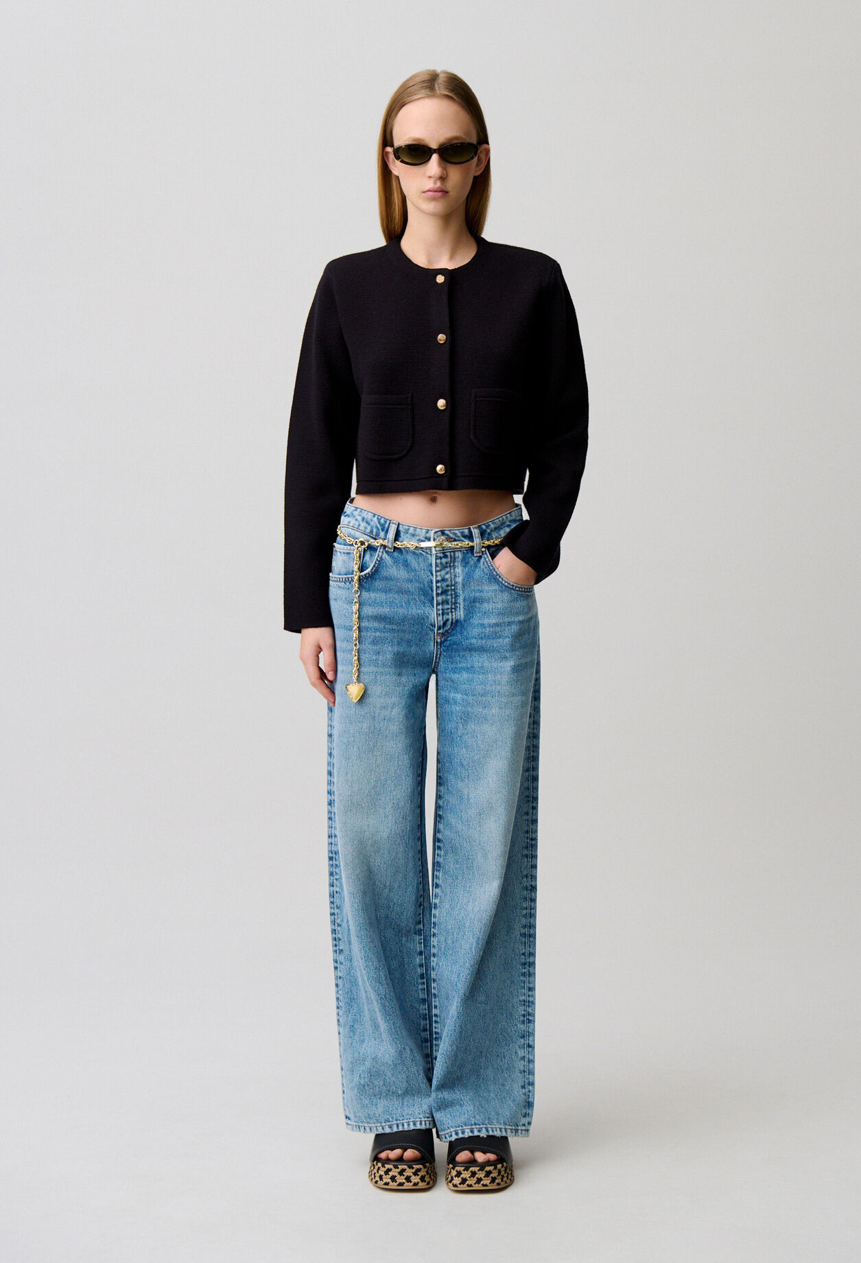 Jean denim droit large délavé