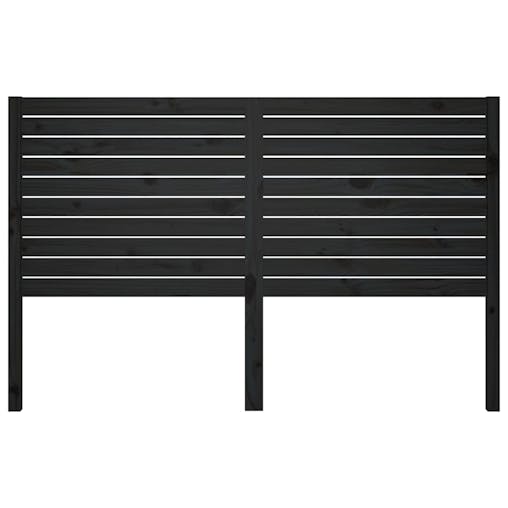 NNEVL Bed Headboard Black 141x4x100 cm Solid Wood Pine