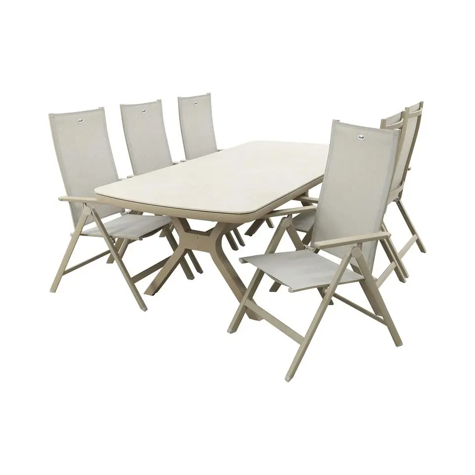 Hartman Napoli/Ponto 6-persoons verstelbare tuinset 220x100 cm. - Latte