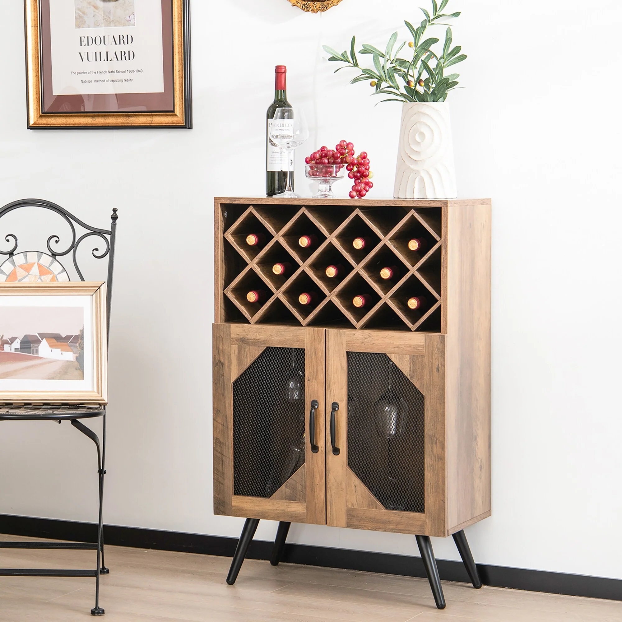 Costway 2-Door Kitchen Storage Bar Cabinet Buffet Sideboard w/ Wine - See Details