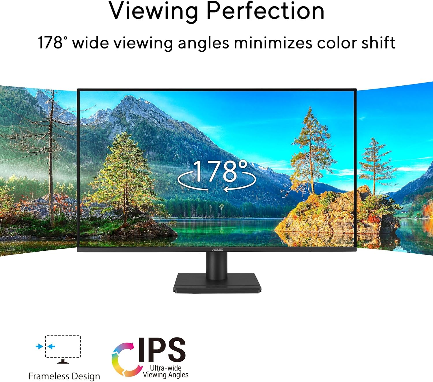 ASUS 27” 1440P Eye Care Monitor (VA27AQ) - IPS  QHD (2560 x 1440)  99% sRGB  Frameless  HDMI  DisplayPort  VGA  1ms  Speakers Low Blue Light  Flicker Free  VESA Wall Mountable  3 yr Warranty