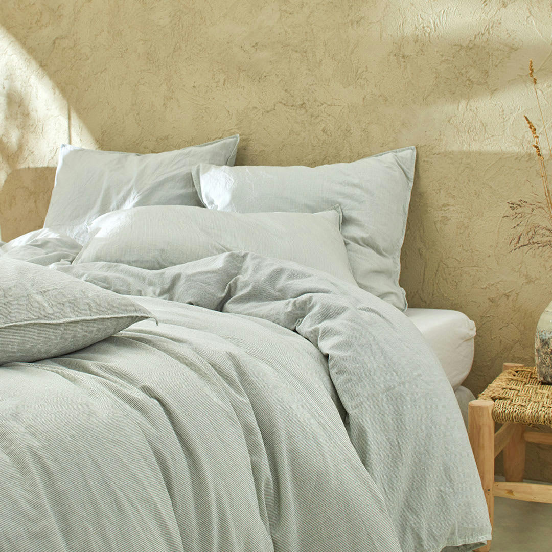 BIO CEYLAN - Housse de couette li/coton organic vert clair 140x200 cm