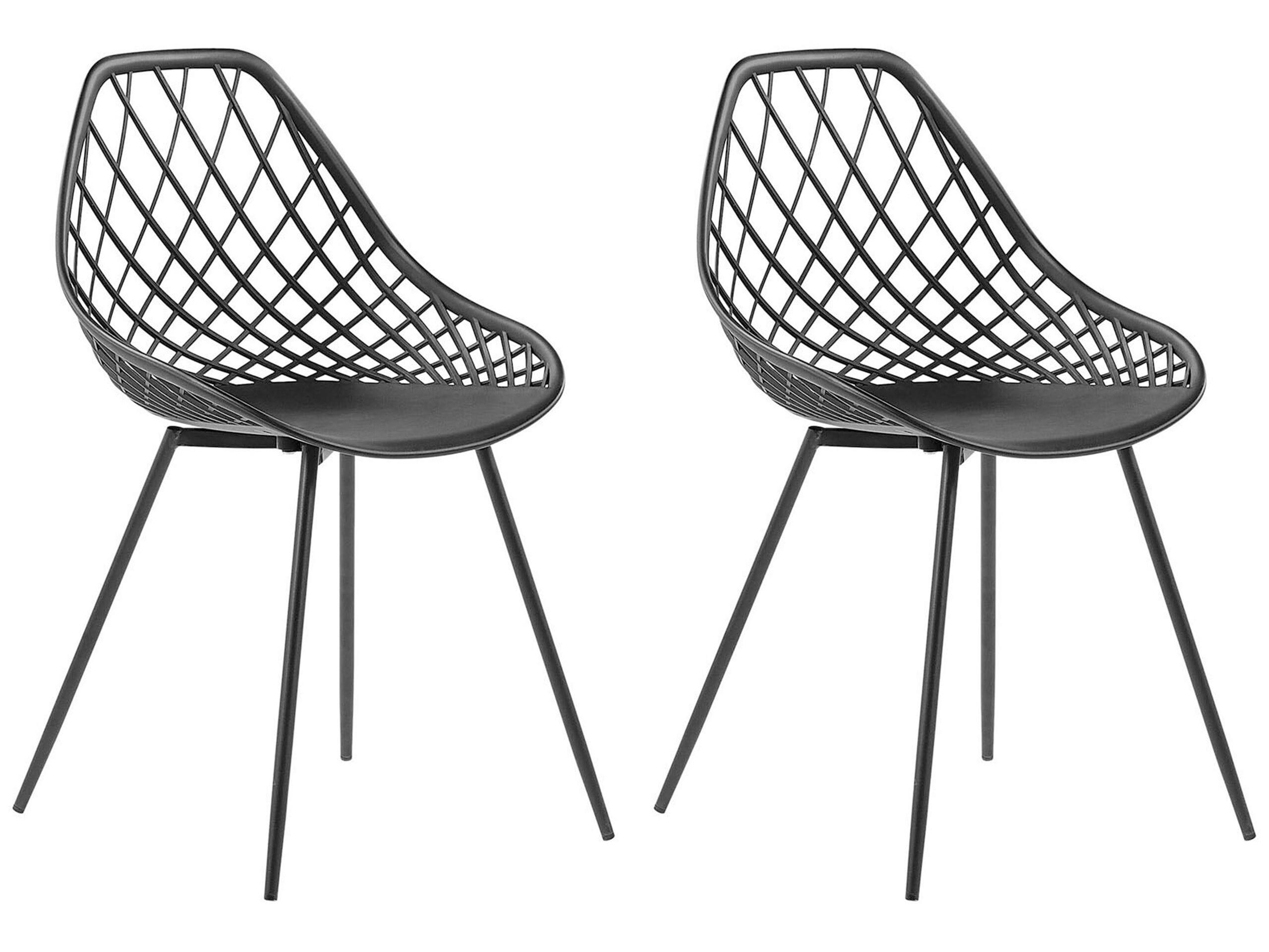 CANTON - Lot de 2 chaises de salle à manger noires