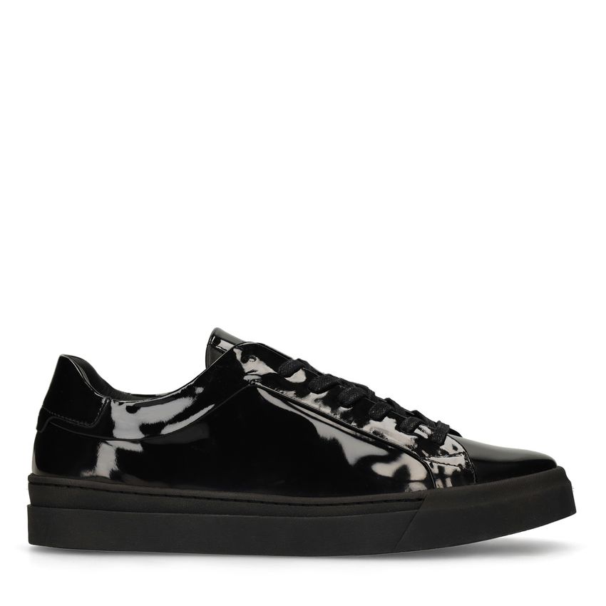 Manfield Zwarte lakleren sneakers