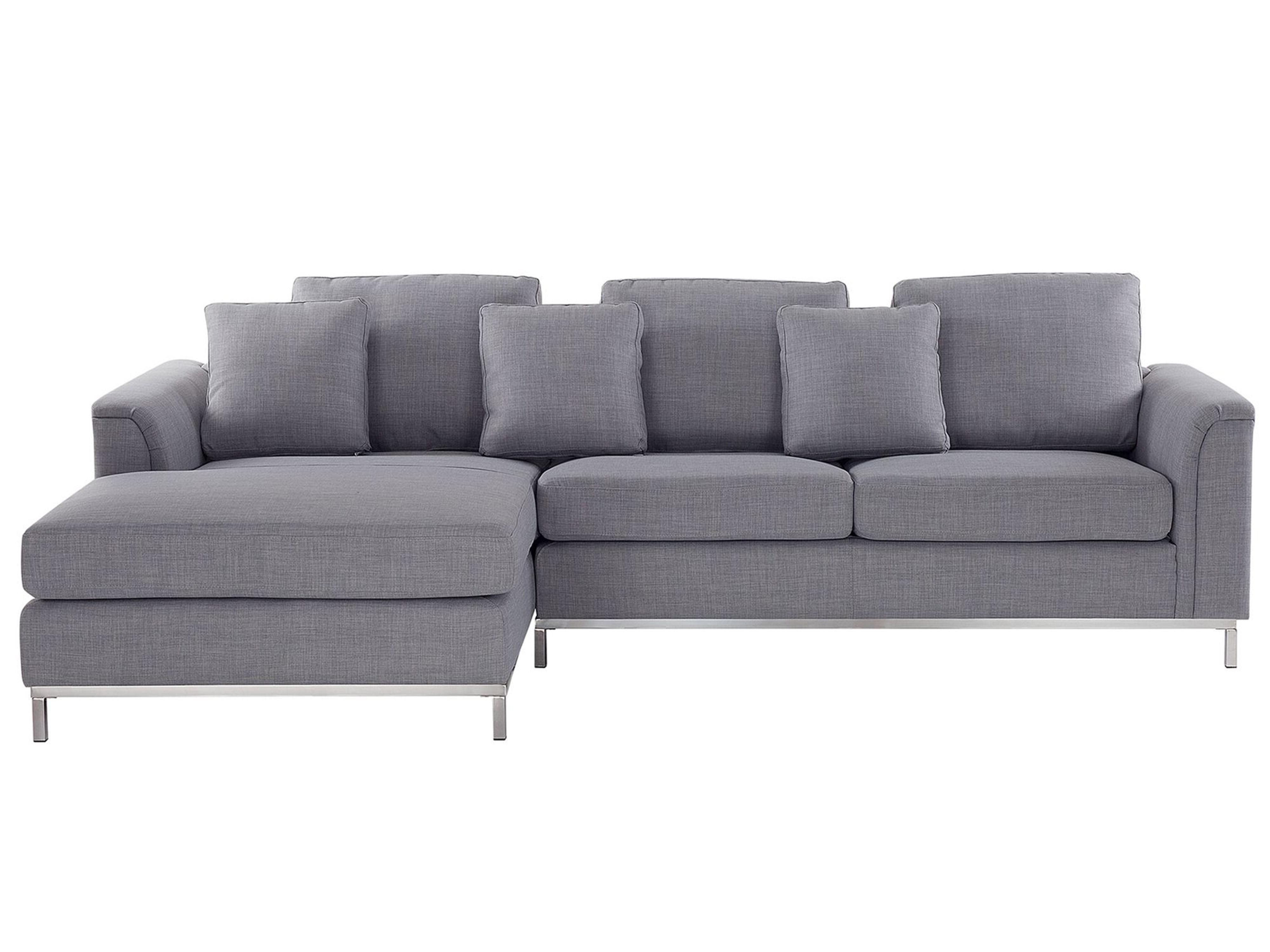 Corner Sofa 4 Seater OSLO Fabric Light Grey Left Hand