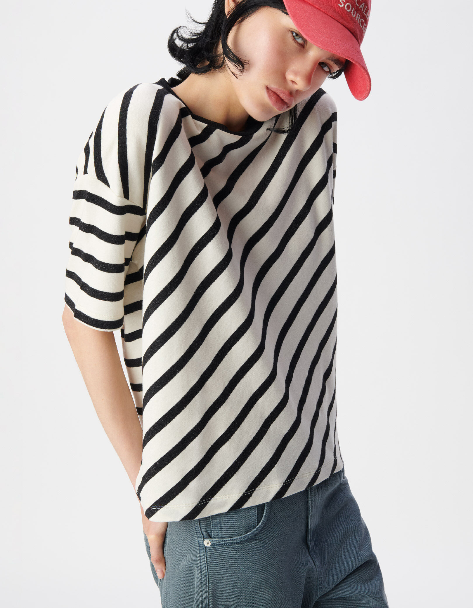 Tee-shirt marinière rayures pailletées Femme