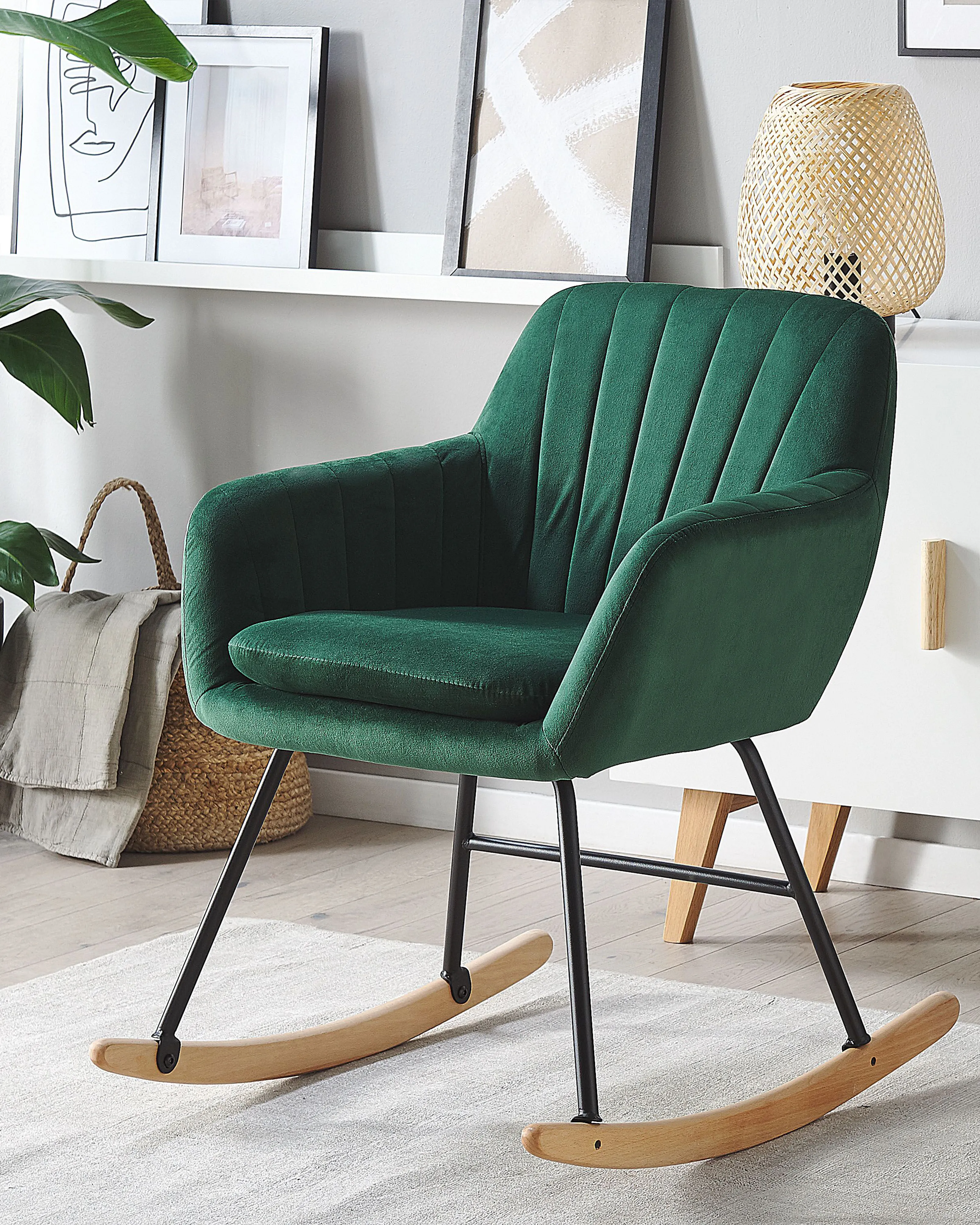 Rocking Chair LIARUM Velvet Emerald Green