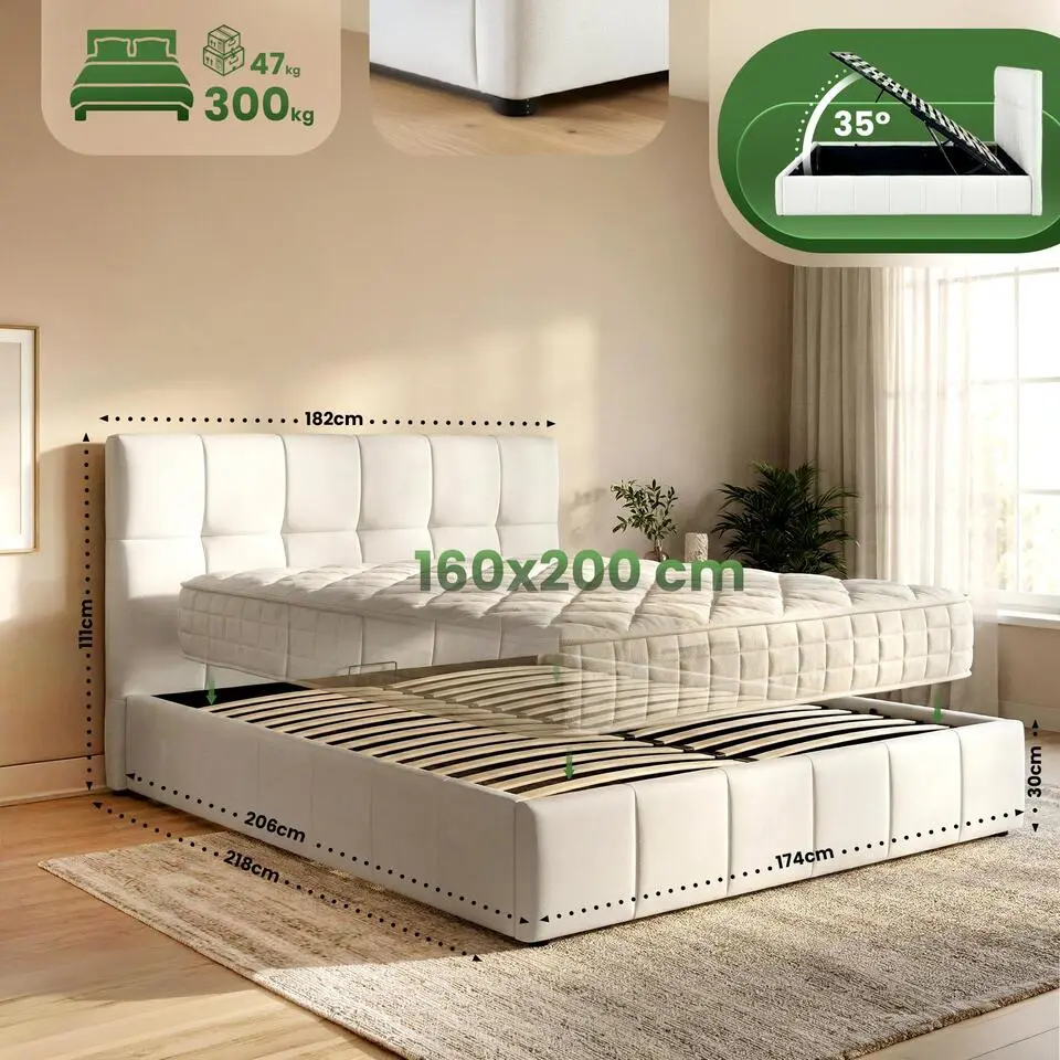 CLP Bed Ladia 111x182x218 cm - creme