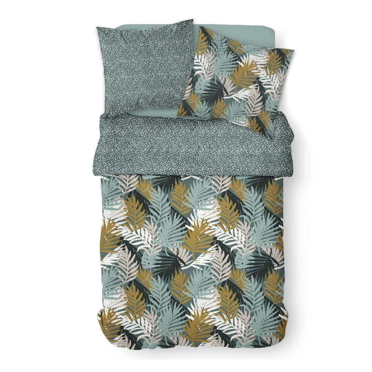 MAWIRA - Parure de lit zippée 2 personnes imprimé en Coton Bleu 240x220 cm