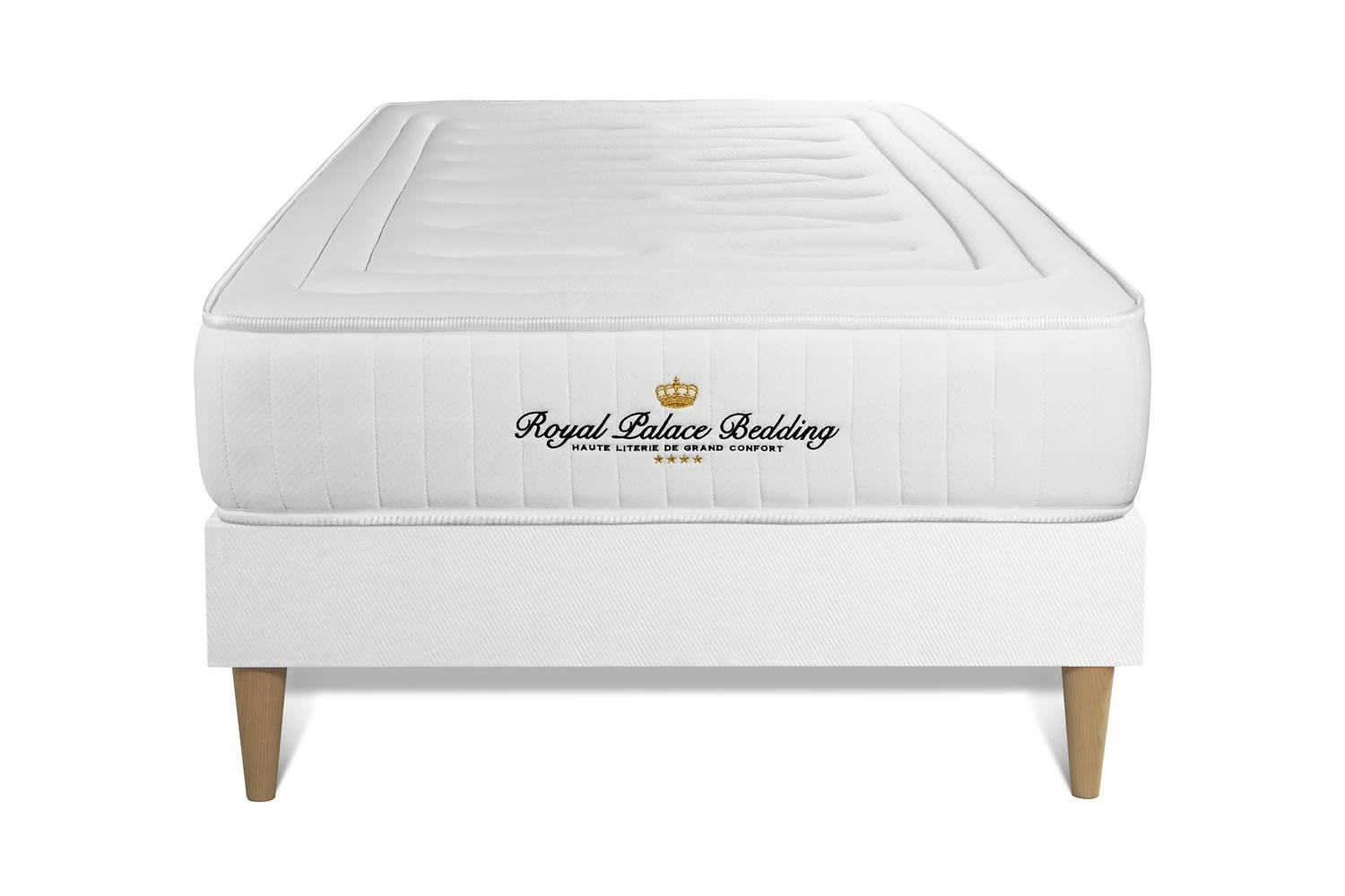 LANCASTER - Ensemble 90x190 Ressorts et mémoire de forme sommier Blanc