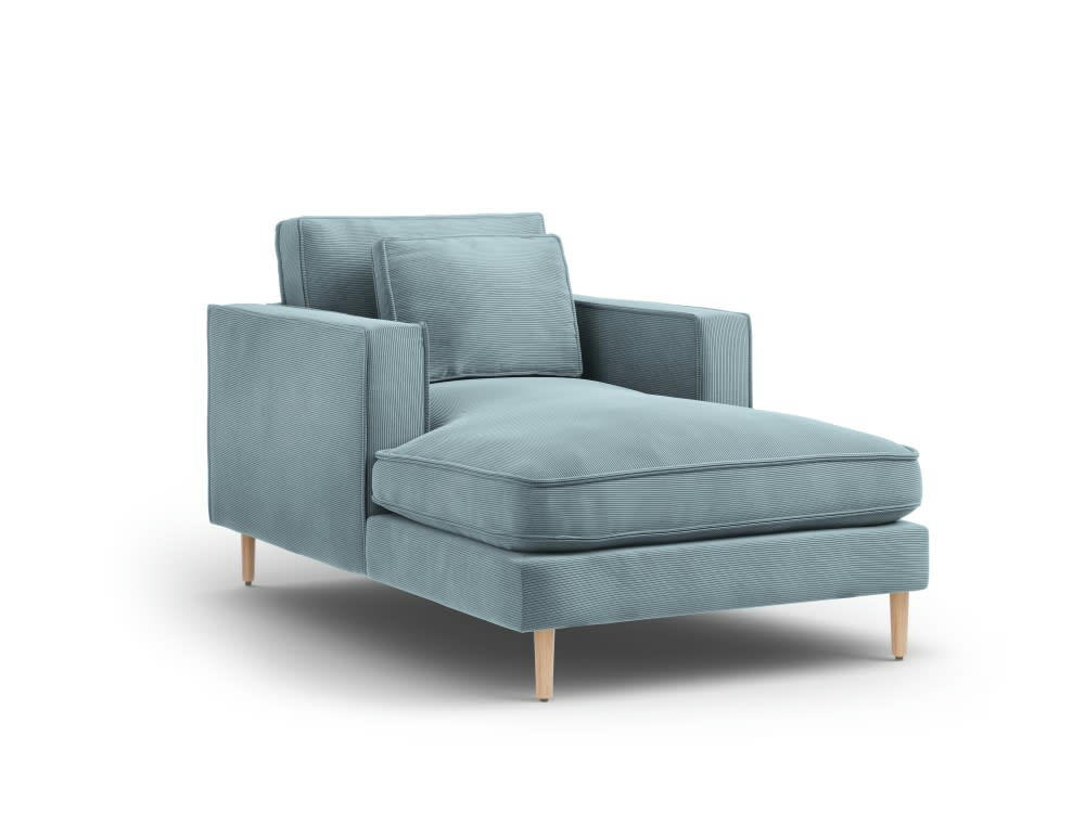 ALEXIS - Méridienne 1 place en tissu structuré bleu clair