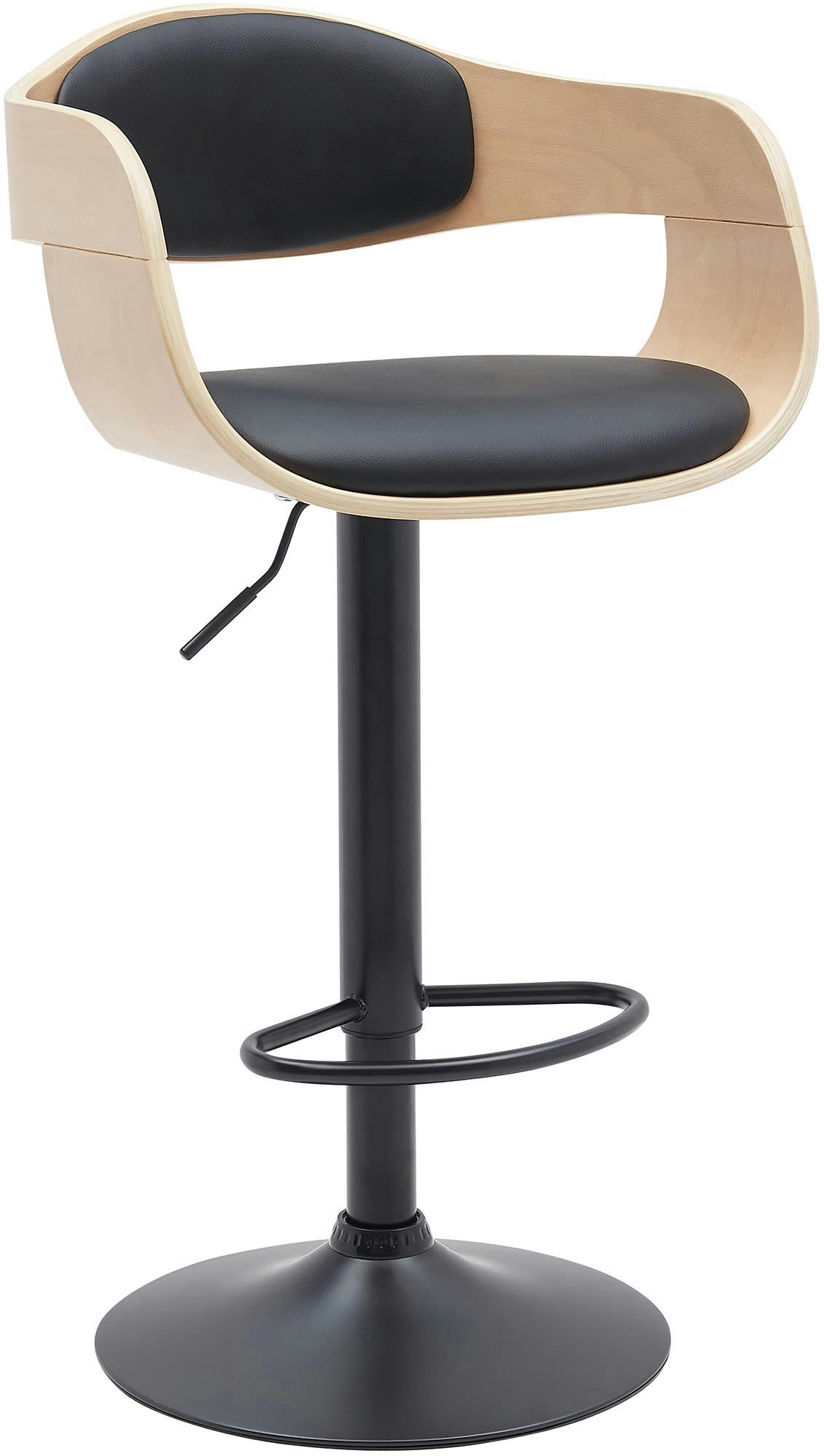 KINGSTON - Tabouret de bar ajustable pivotant similicuir Nature / Noir