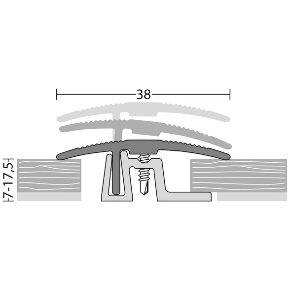 Übergangsprofil »PS 400«, BxH: 38 x 15 mm, versenkt gelocht