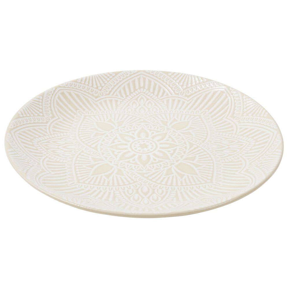 Assiette creuse ronde Sahara arabesque céramique beige Ø27cm