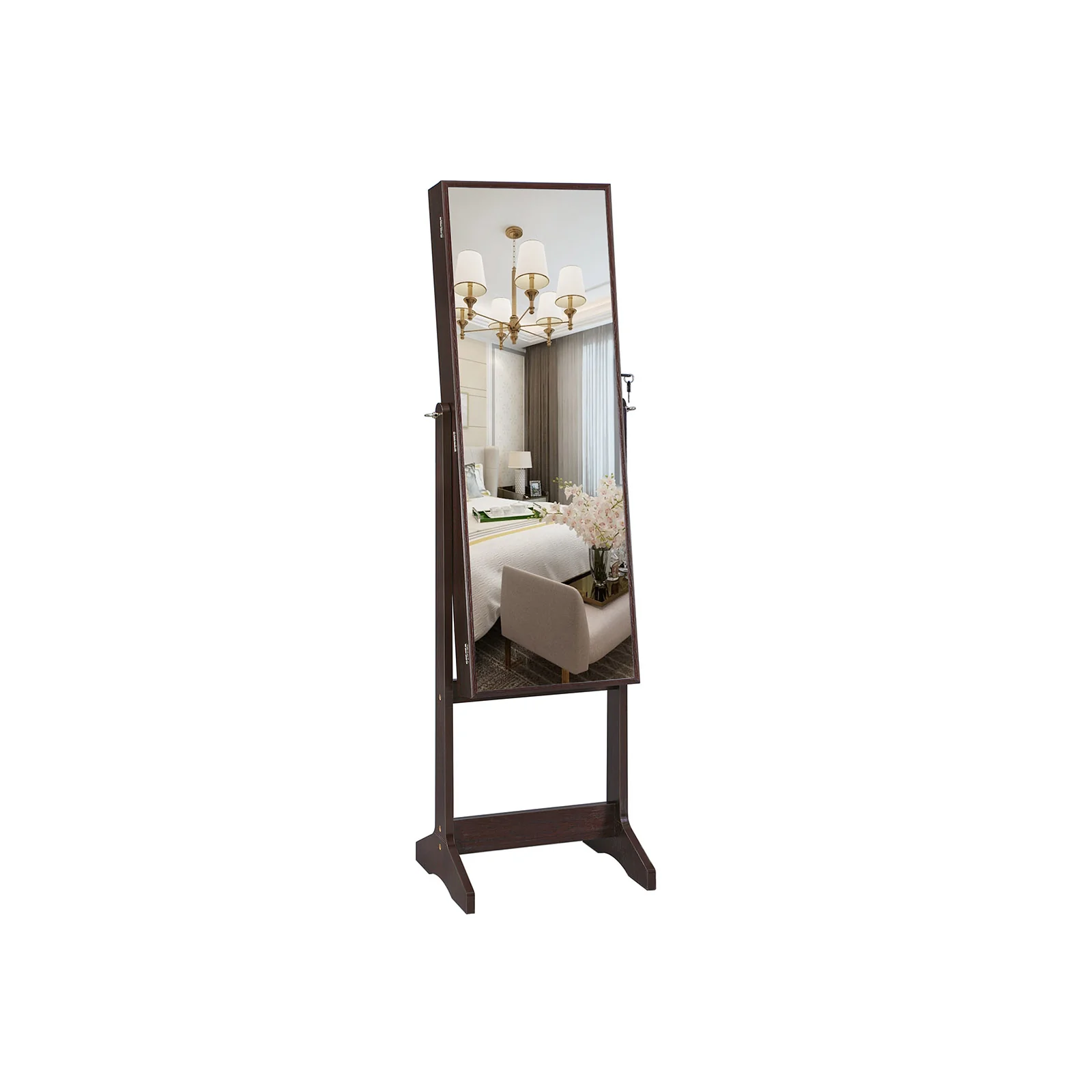 Armoire à bijoux sur pieds avec miroir