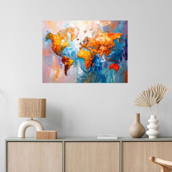 Naklejka samoprzylepna do salonu sypialni Feeby Kolorowa Mapa Świata 30x20