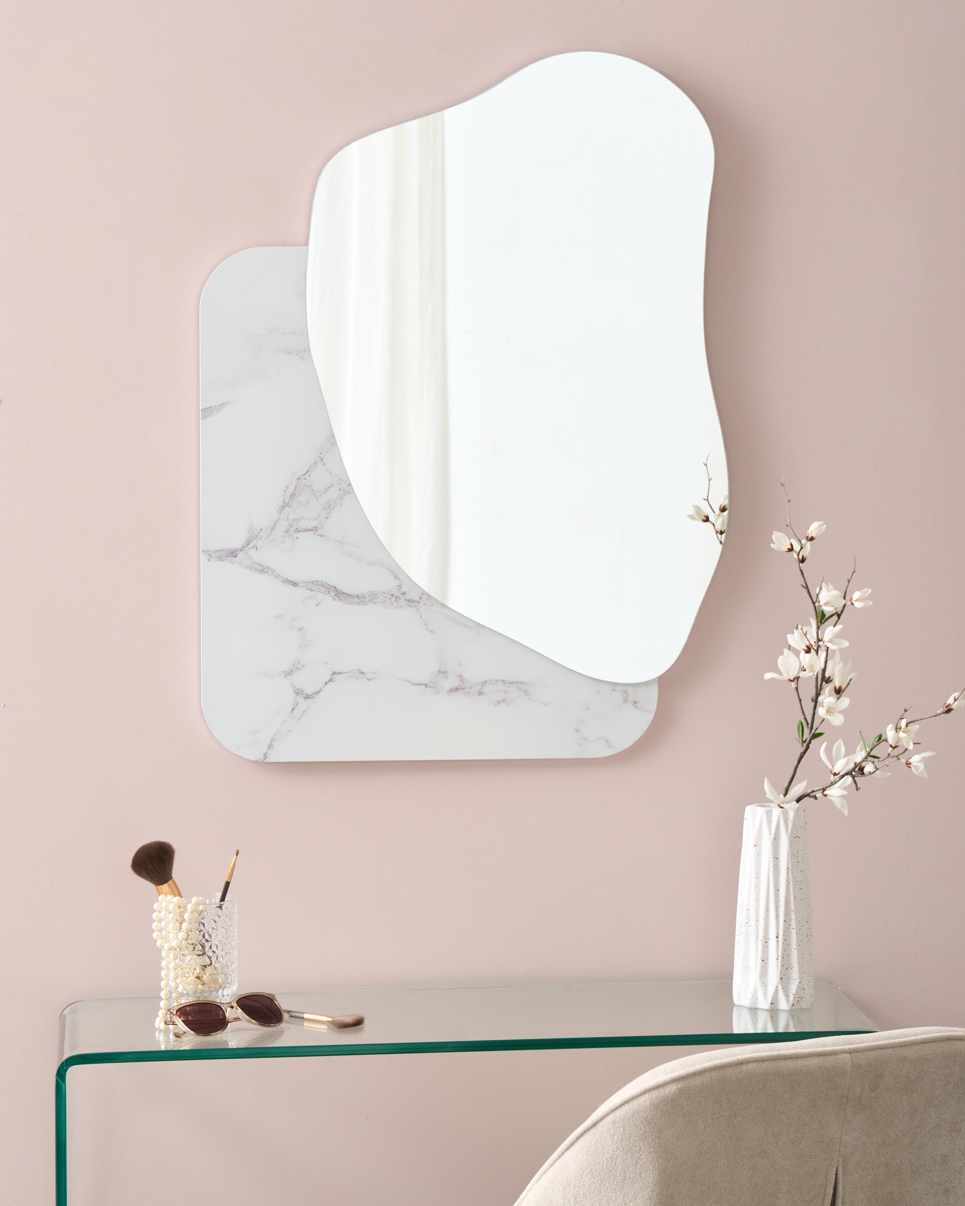 Wall Mirror ARVERT 60 cm 80 cm White Marble