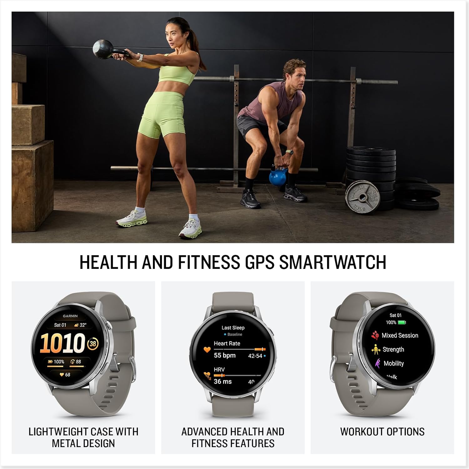 Garmin Venu 4  45mm  Advanced Health & Fitness GPS Smartwatch  Bright & Colorful Display  Flashlight  12 Days Battery Life | Silver with Gray Silicone Band  Signature Series Power Bundle