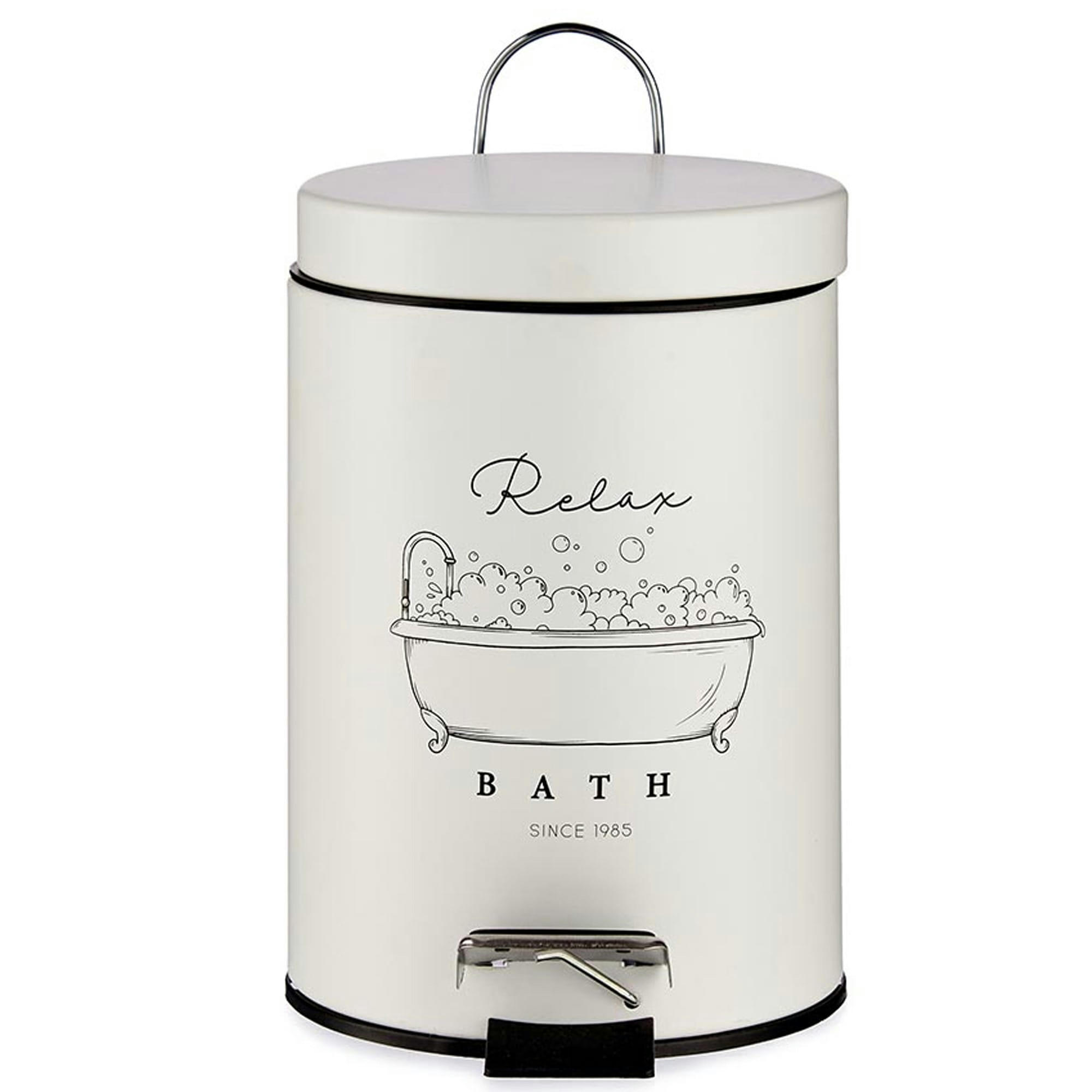 - Poubelle ronde à pédale en métal blanc relax - 3L