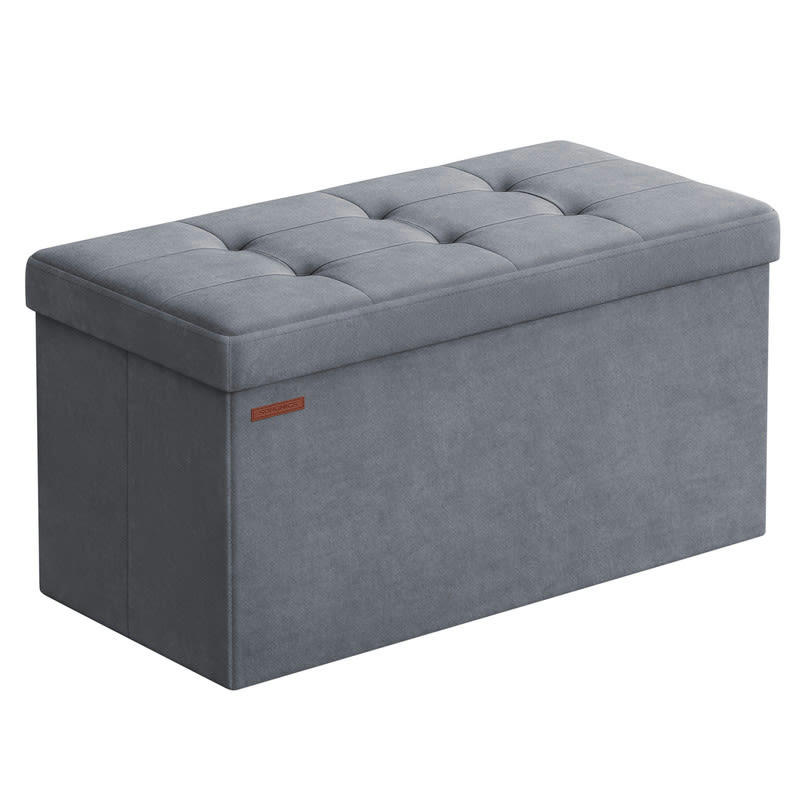 - Banc de rangement mdf velours mousse 38 x 76 x 38 cm gris ardoise