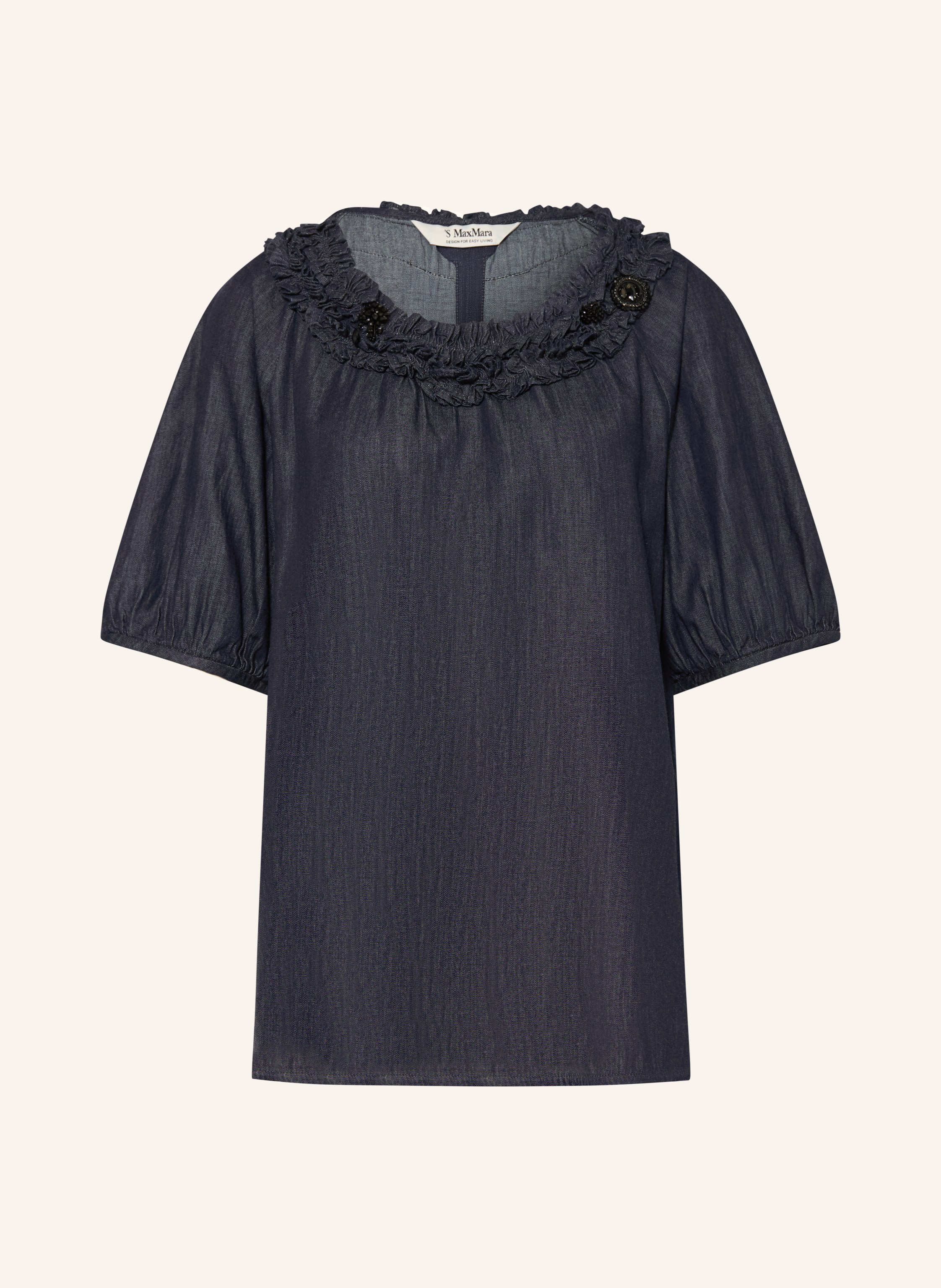 S Max Mara Blusenshrit CATIA in Jeansoptik mit Schmucksteinen
