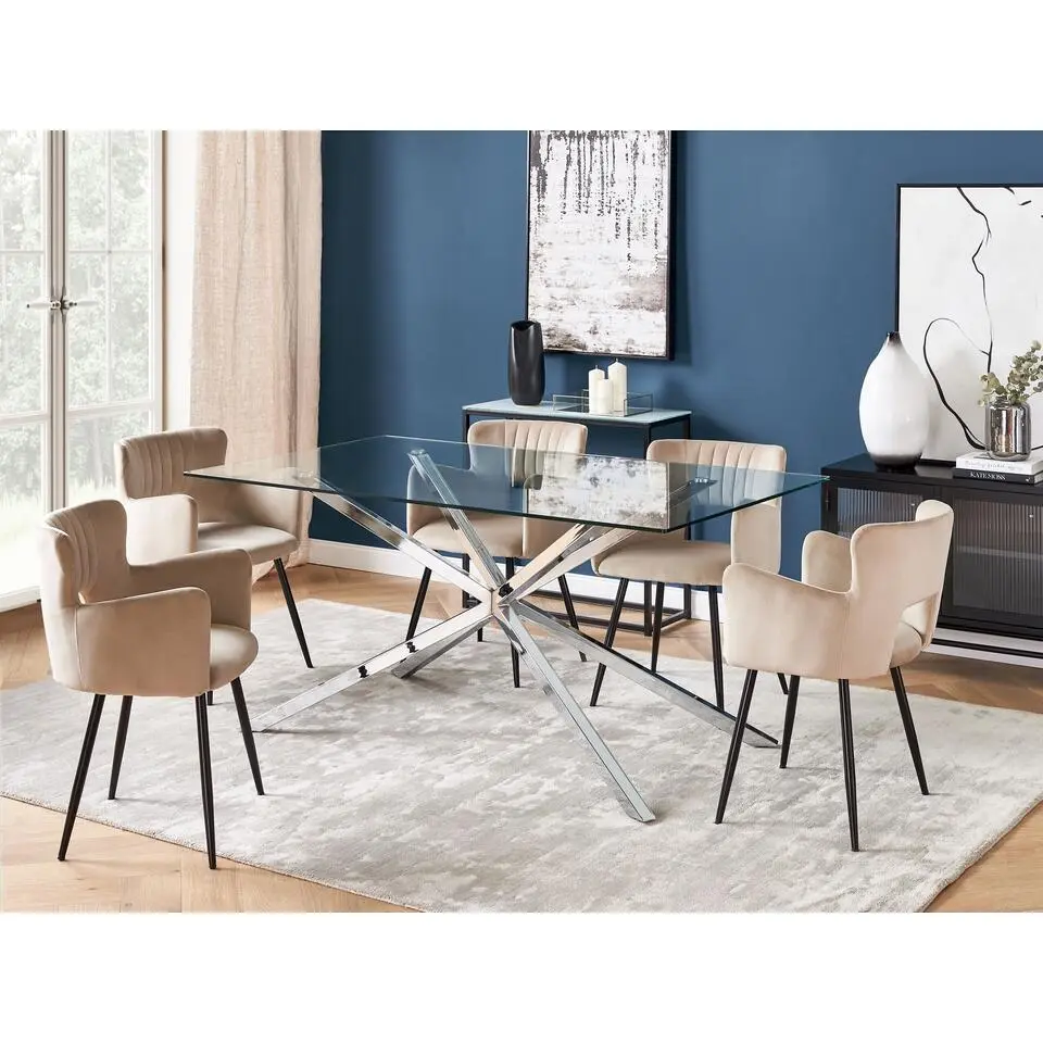 CORA - Eettafel - Zilver - 160 x 90 cm - Glas