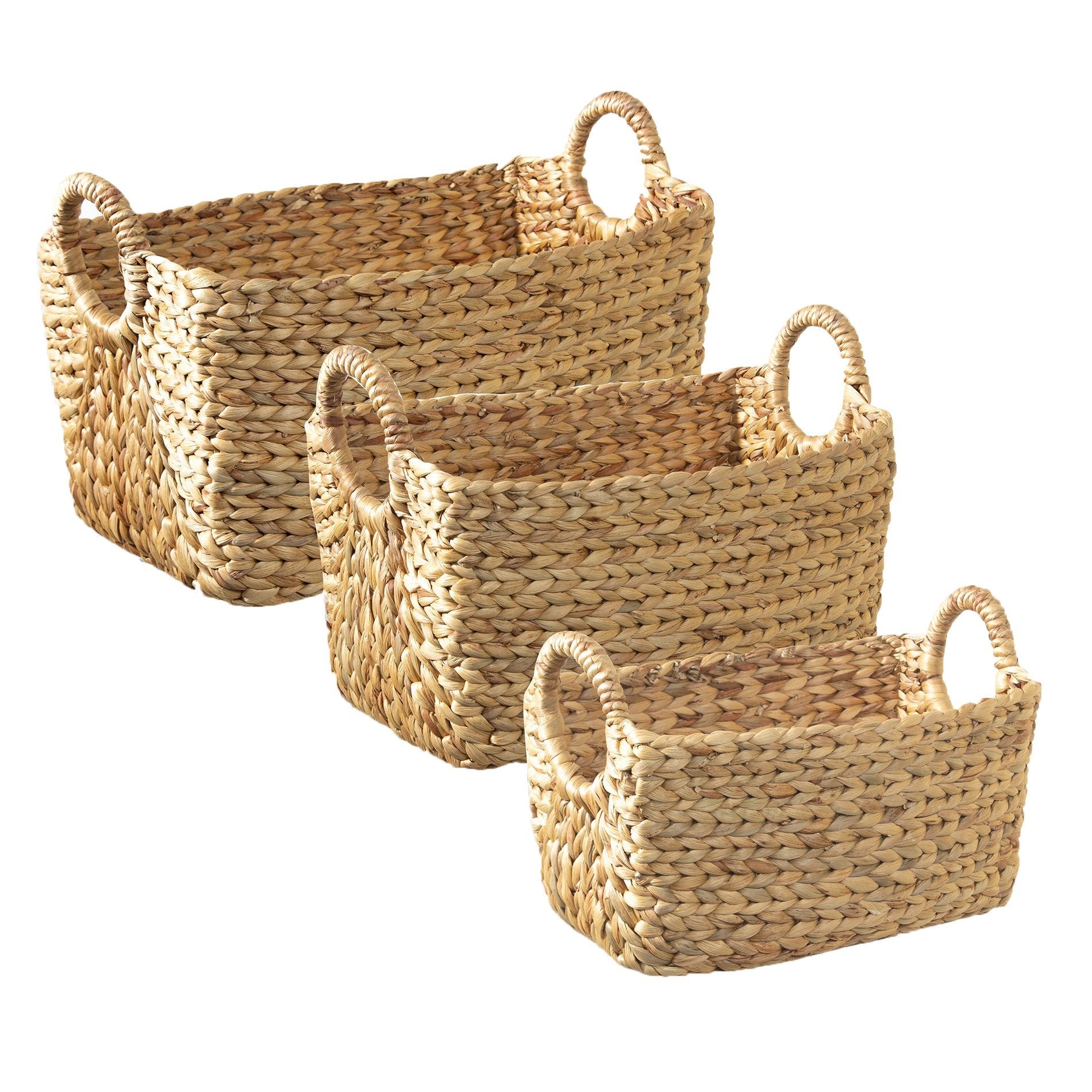 Calicosy - Set van 3 Water Hyacint Manden met handvaten - H27 cm