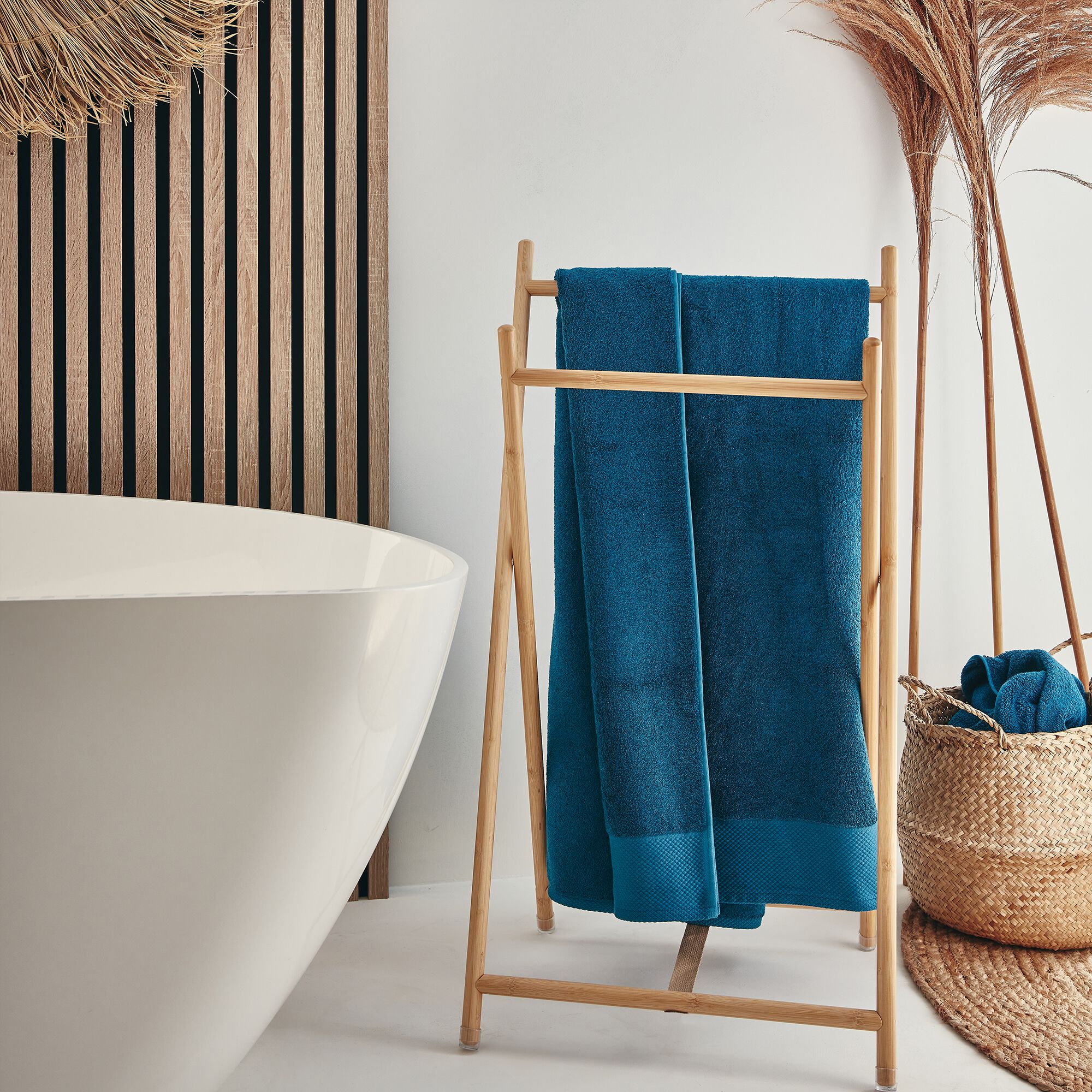 AZUR - Linge de toilette en coton peigné- bleu figuerolles