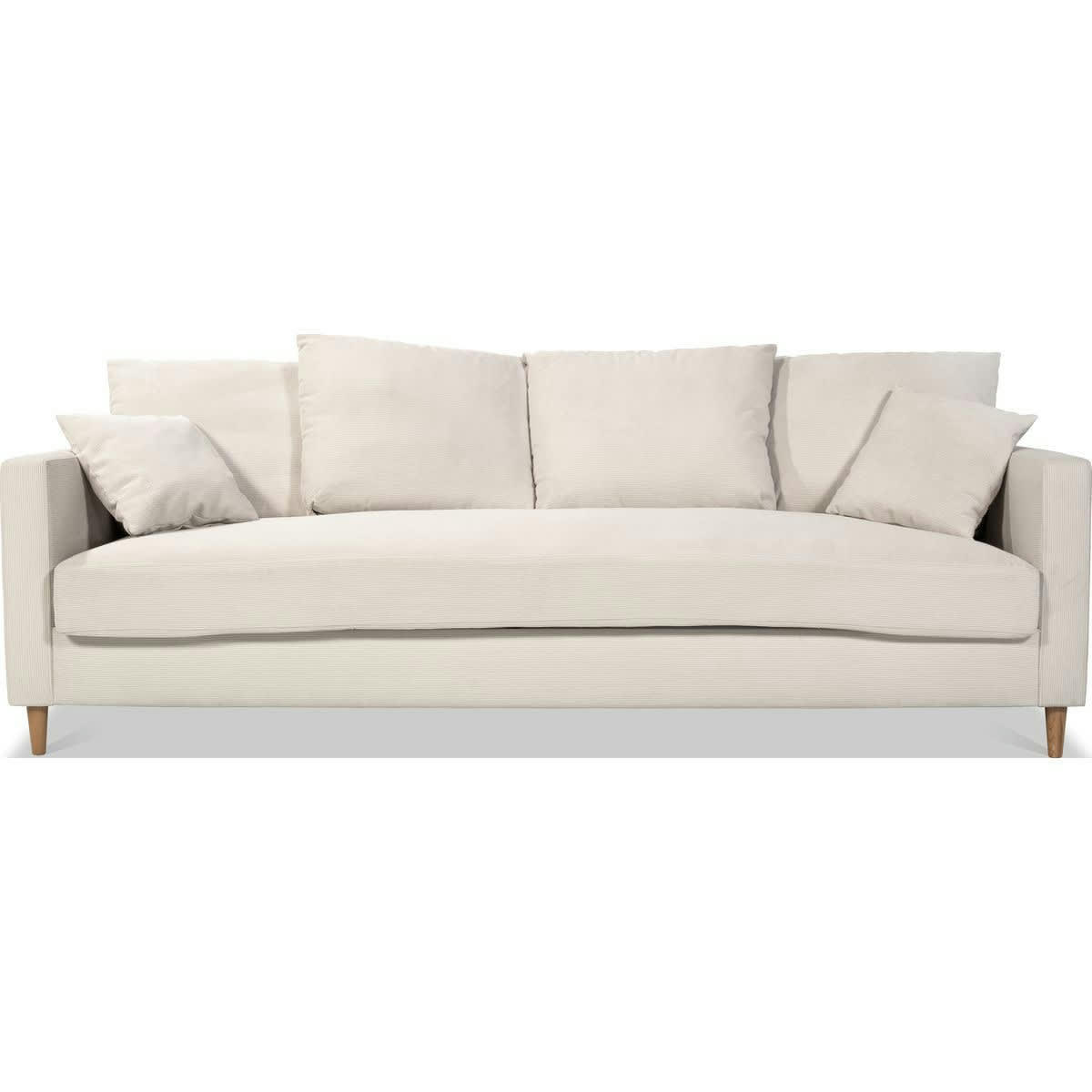 CARLA - Canapé convertible 4 places en velours côtelé beige, MADE IN FRANCE